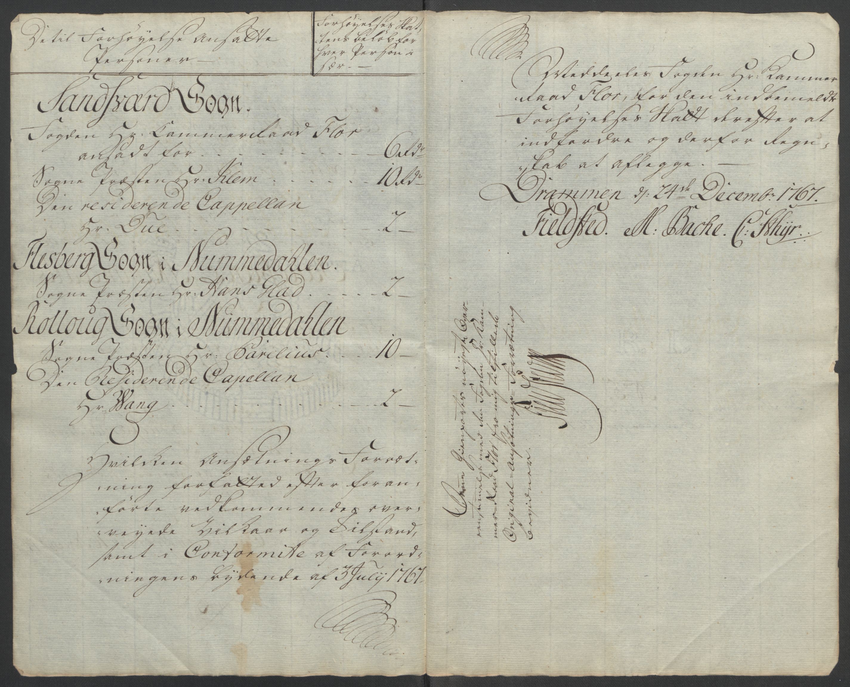 Rentekammeret inntil 1814, Reviderte regnskaper, Fogderegnskap, RA/EA-4092/R24/L1672: Ekstraskatten Numedal og Sandsvær, 1762-1767, p. 346