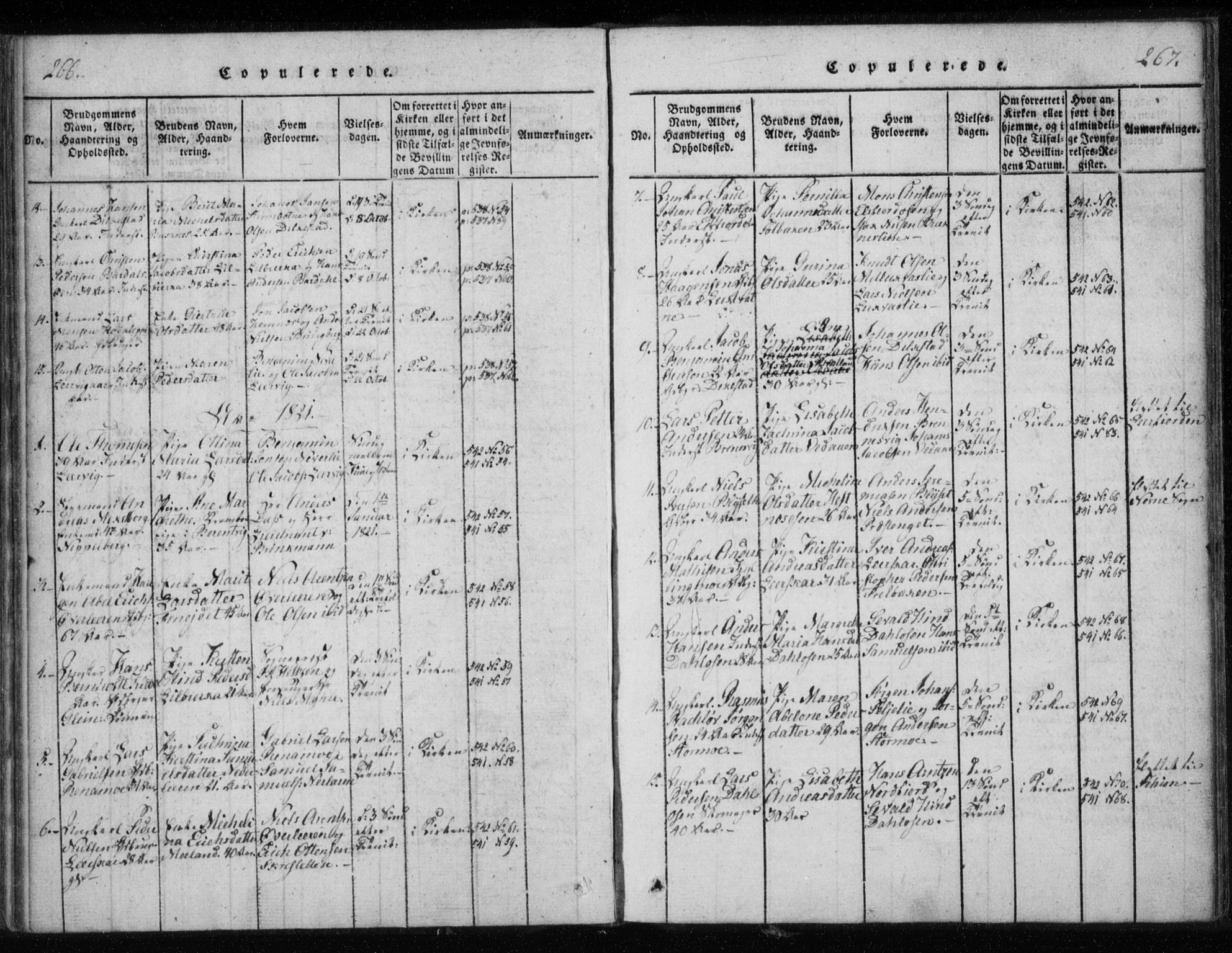Ministerialprotokoller, klokkerbøker og fødselsregistre - Nordland, SAT/A-1459/825/L0353: Parish register (official) no. 825A07, 1820-1826, p. 266-267