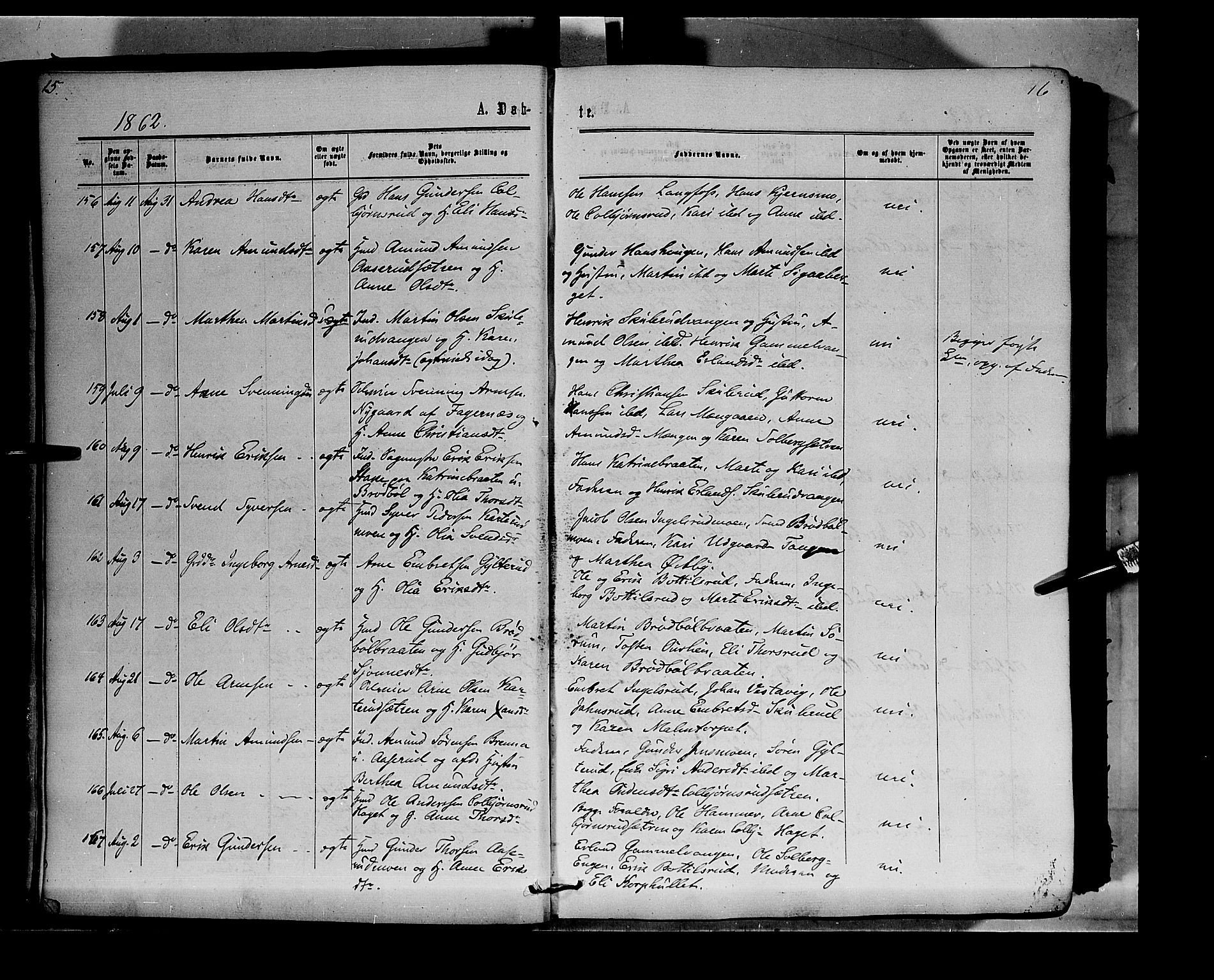 Vinger prestekontor, SAH/PREST-024/H/Ha/Haa/L0011: Parish register (official) no. 11, 1862-1870, p. 16