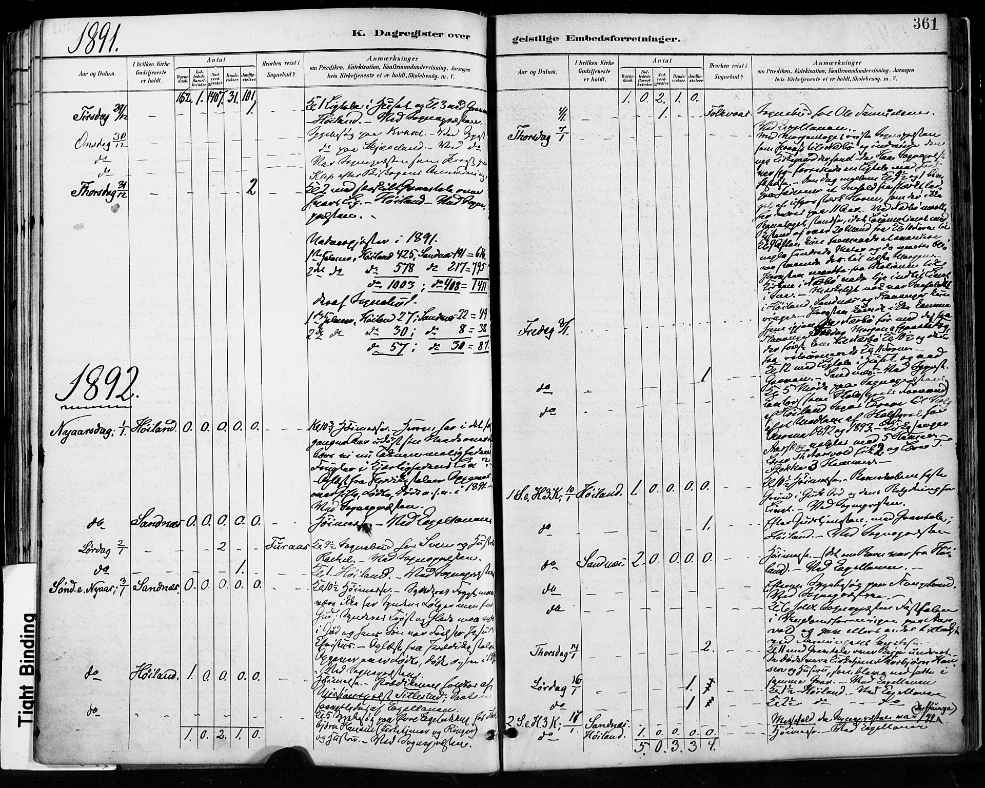 Høyland sokneprestkontor, SAST/A-101799/001/30BA/L0013: Parish register (official) no. A 13.2, 1889-1898, p. 361