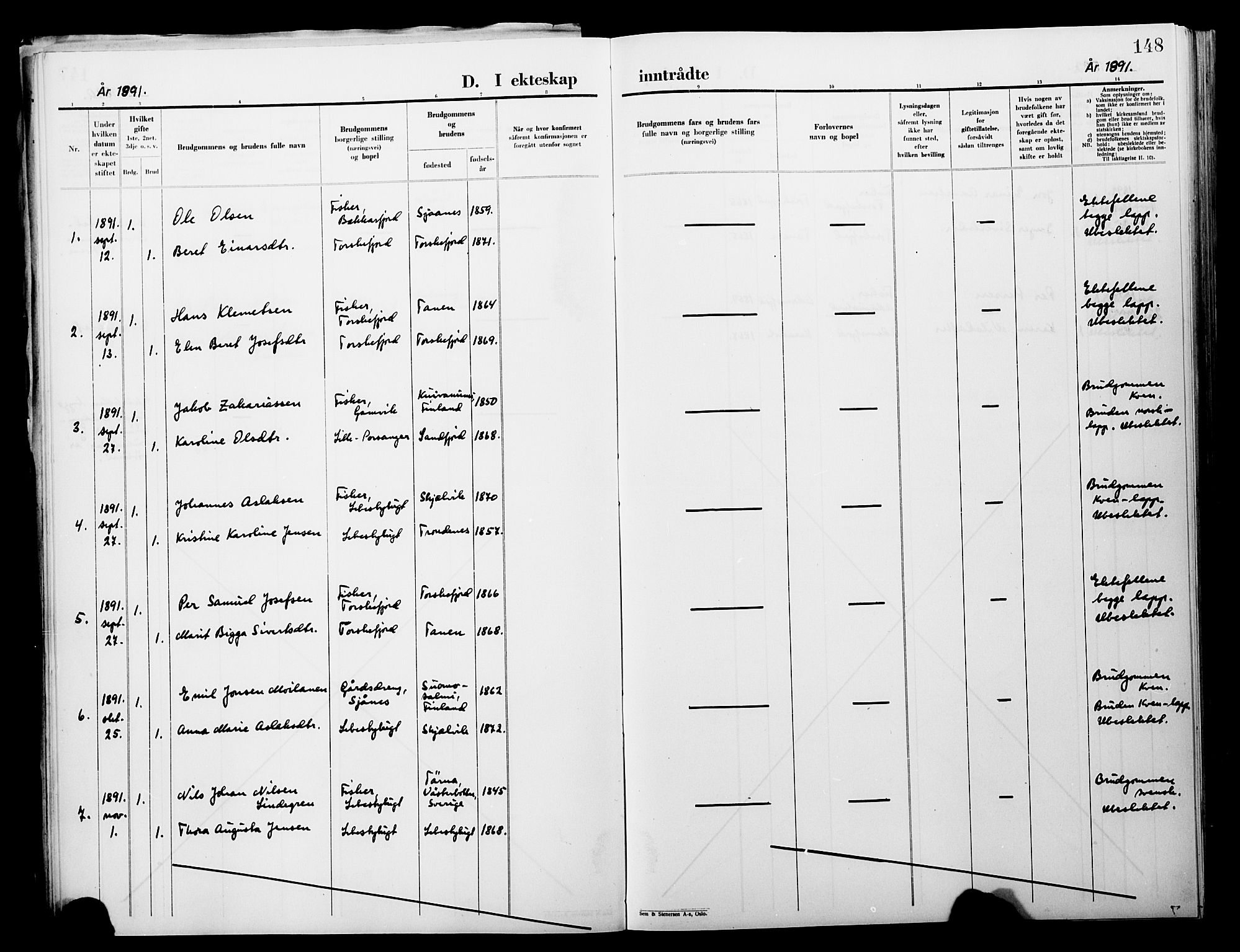 Lebesby sokneprestkontor, SATØ/S-1353/H/Ha/L0004kirke: Parish register (official) no. 4, 1870-1902, p. 148