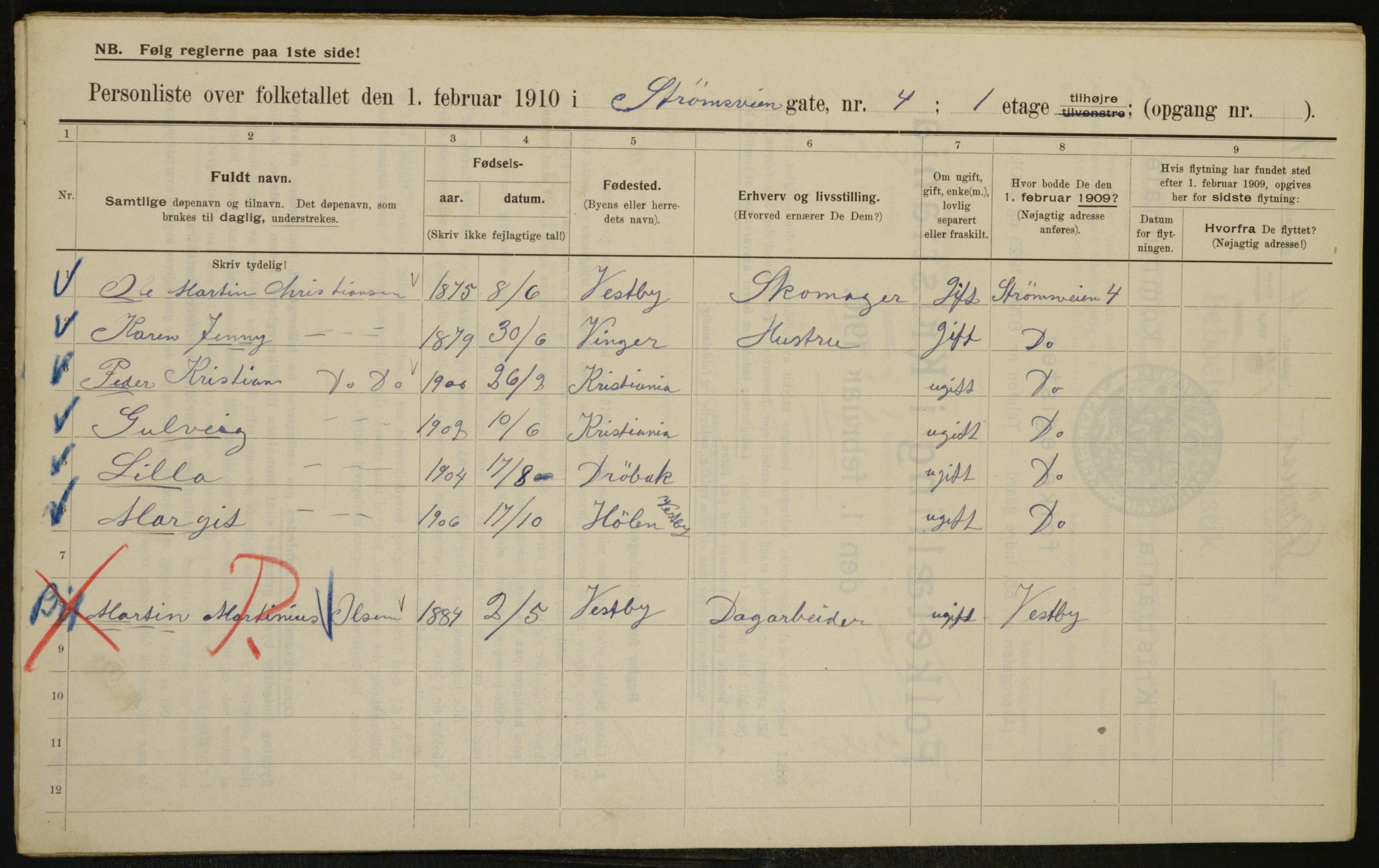 OBA, Municipal Census 1910 for Kristiania, 1910, p. 98690