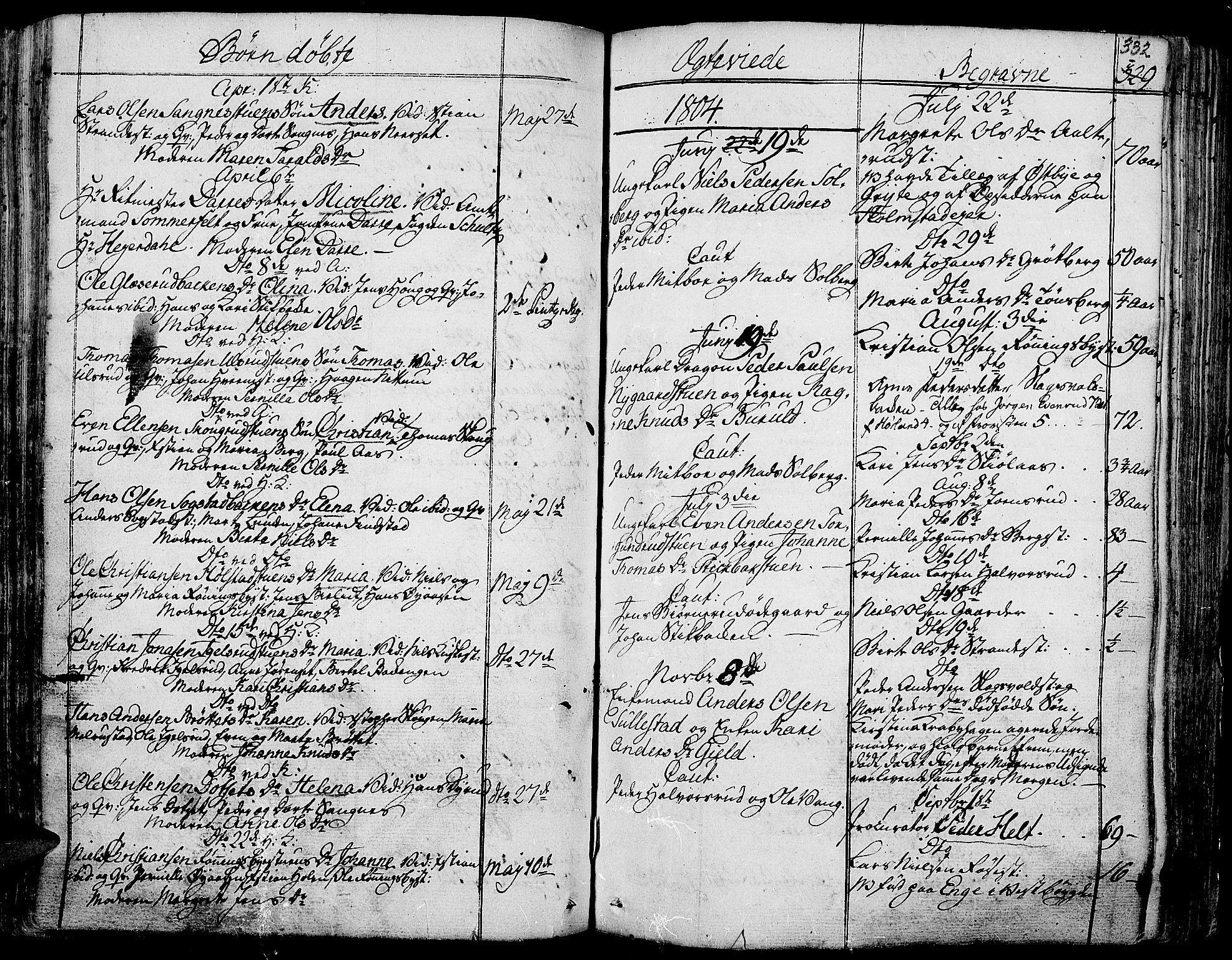 Toten prestekontor, SAH/PREST-102/H/Ha/Haa/L0007: Parish register (official) no. 7, 1794-1809, p. 332