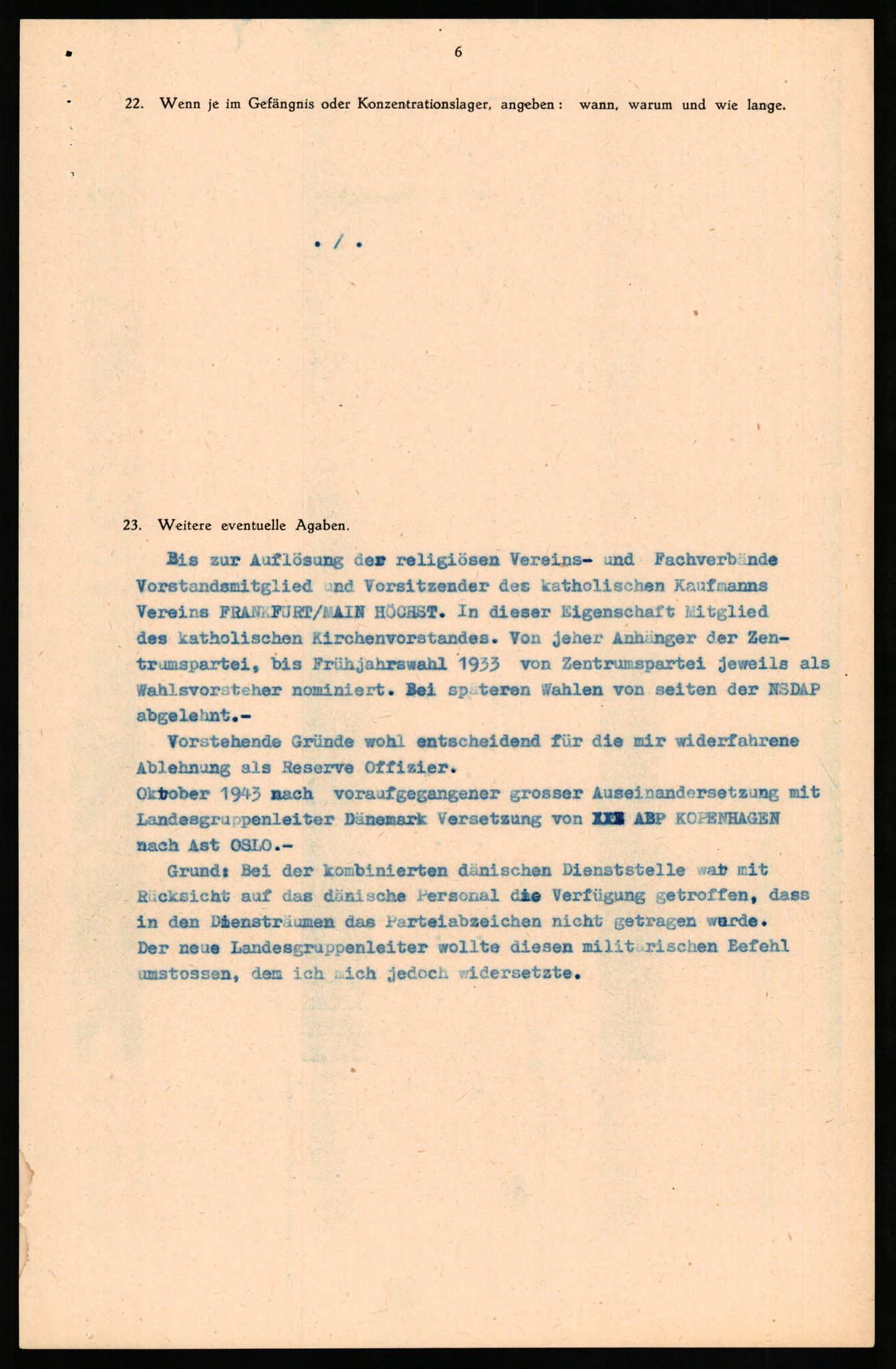 Forsvaret, Forsvarets overkommando II, AV/RA-RAFA-3915/D/Db/L0036: CI Questionaires. Tyske okkupasjonsstyrker i Norge. Tyskere., 1945-1946, p. 49