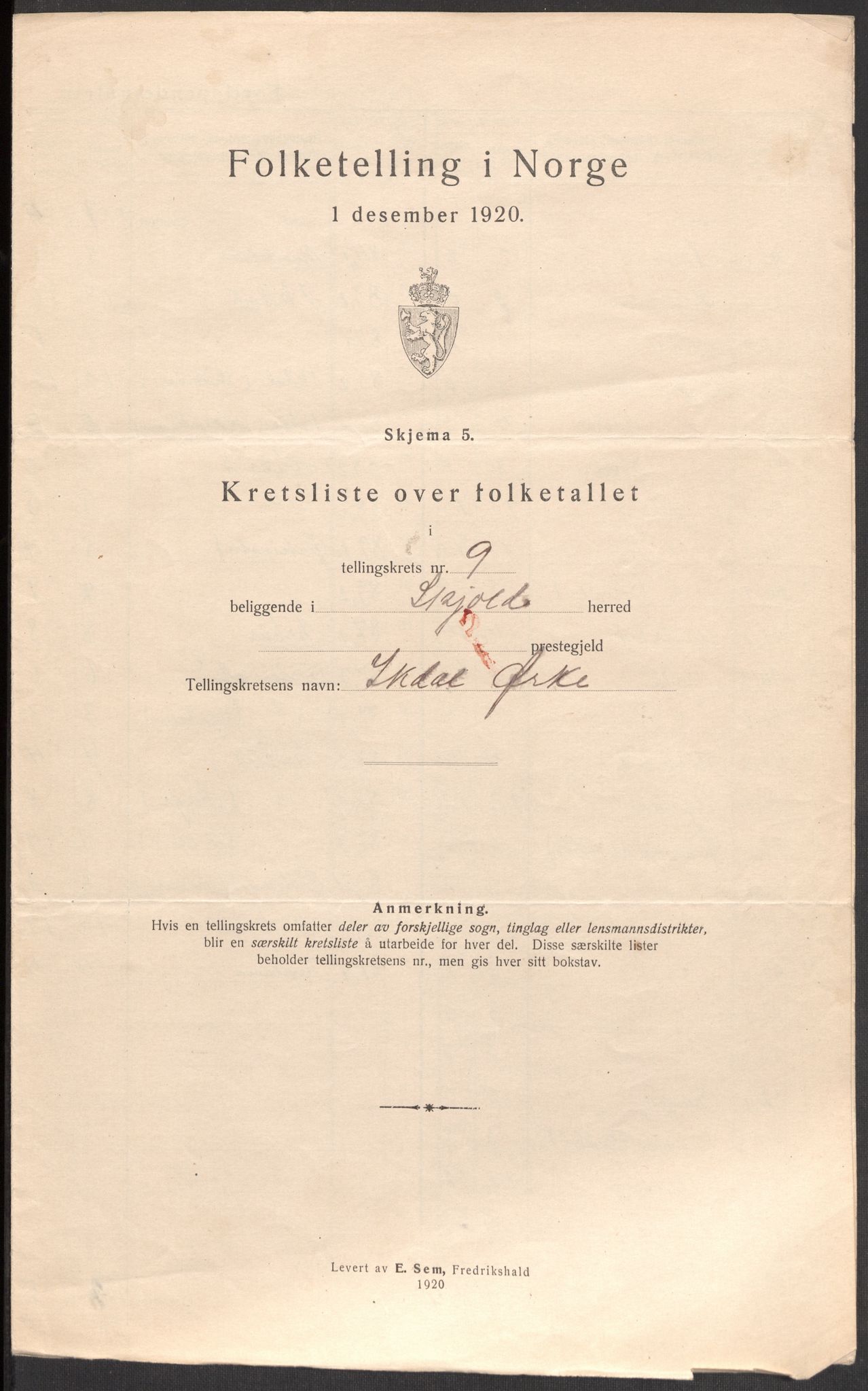 SAST, 1920 census for Skjold, 1920, p. 31