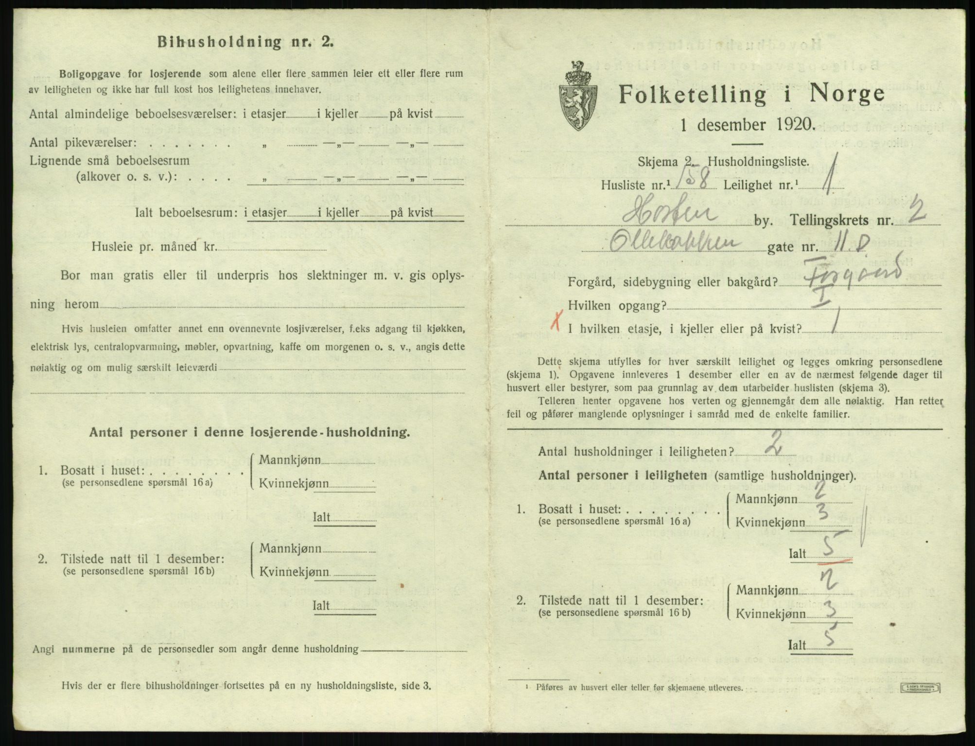 SAKO, 1920 census for Horten, 1920, p. 3939