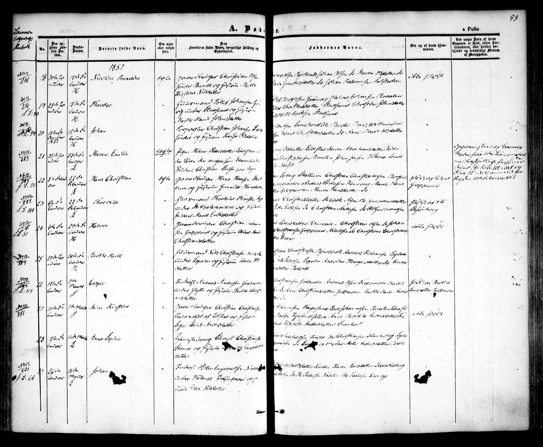 Høland prestekontor Kirkebøker, AV/SAO-A-10346a/F/Fa/L0009: Parish register (official) no. I 9, 1846-1853, p. 93