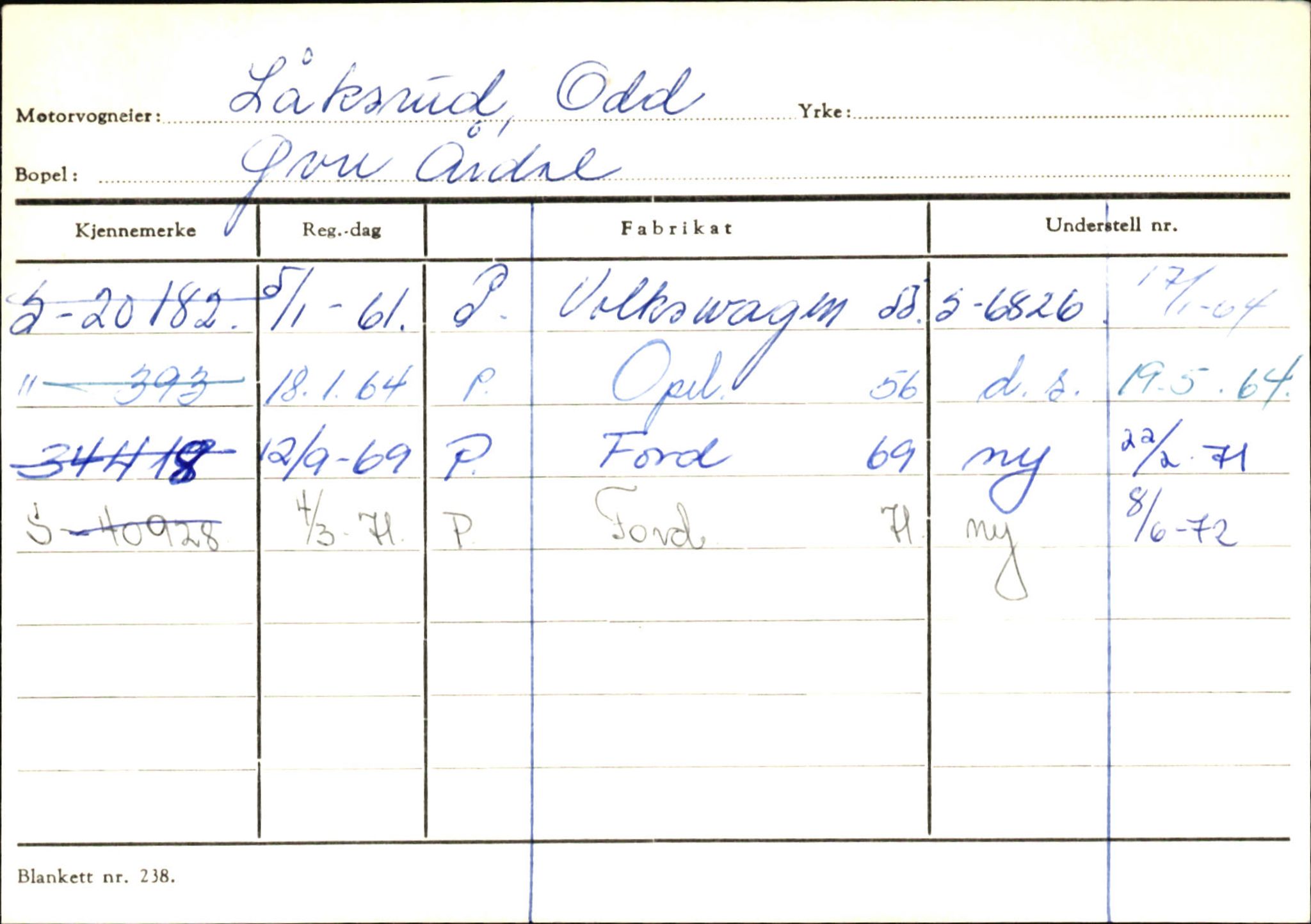 Statens vegvesen, Sogn og Fjordane vegkontor, SAB/A-5301/4/F/L0145: Registerkort Vågsøy S-Å. Årdal I-P, 1945-1975, p. 1605