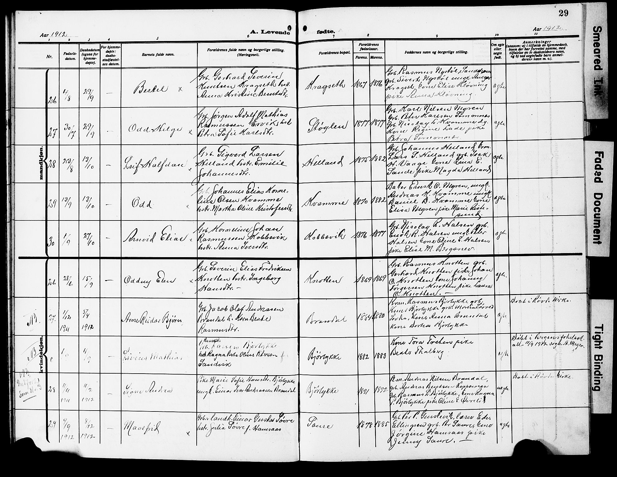 Ministerialprotokoller, klokkerbøker og fødselsregistre - Møre og Romsdal, AV/SAT-A-1454/503/L0050: Parish register (copy) no. 503C05, 1909-1922, p. 29
