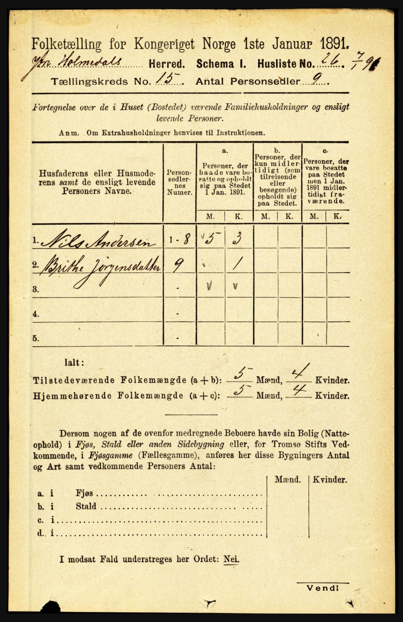 RA, 1891 census for 1429 Ytre Holmedal, 1891, p. 3982