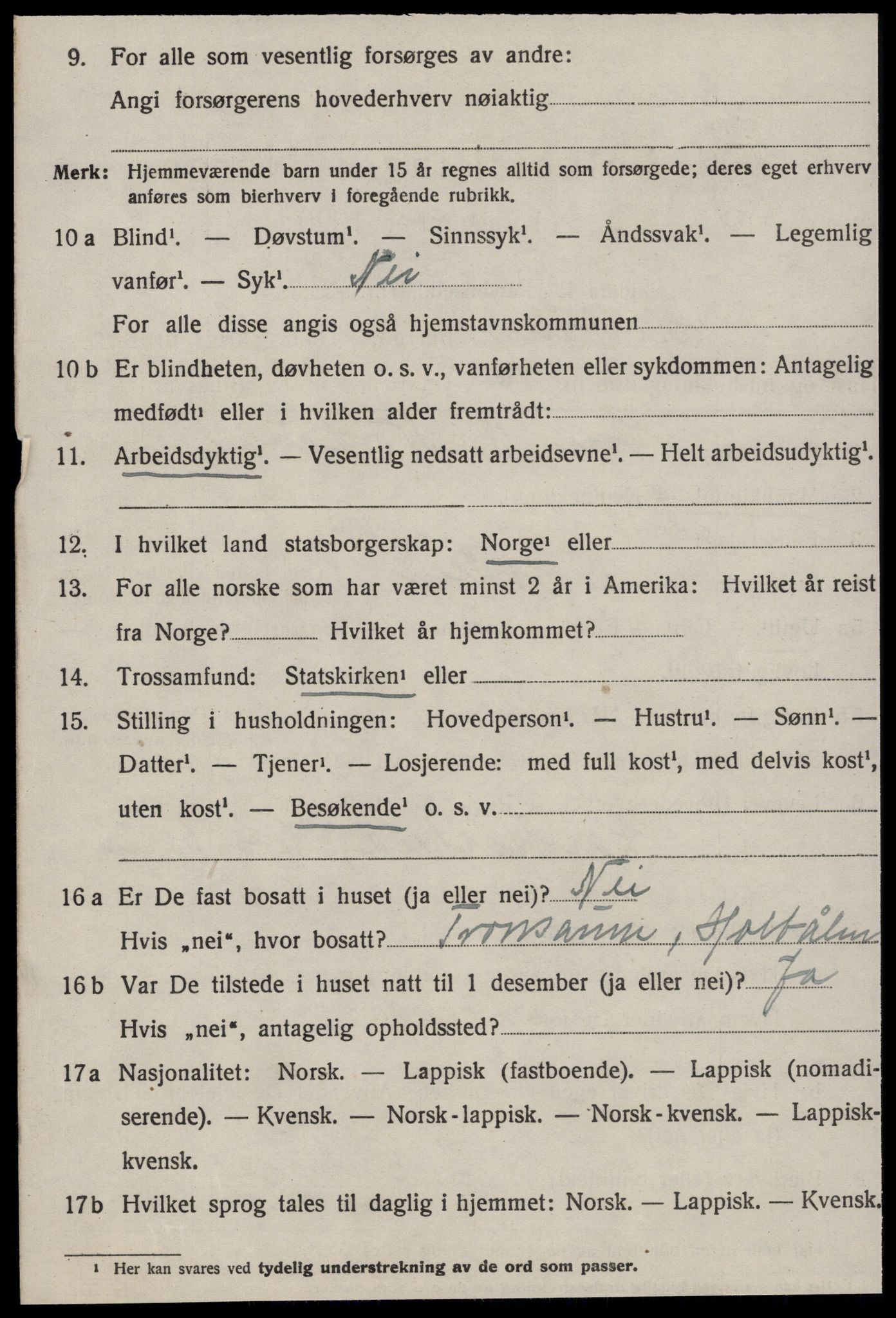 SAT, 1920 census for Haltdalen, 1920, p. 1609