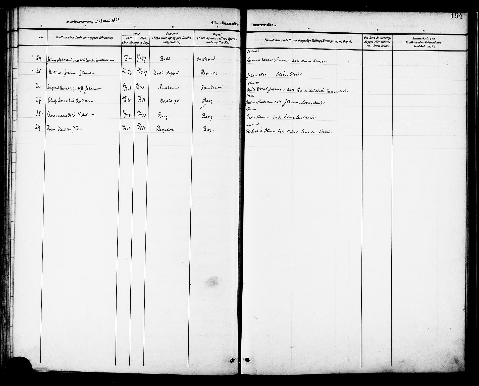 Ministerialprotokoller, klokkerbøker og fødselsregistre - Nordland, AV/SAT-A-1459/882/L1179: Parish register (official) no. 882A01, 1886-1898, p. 154