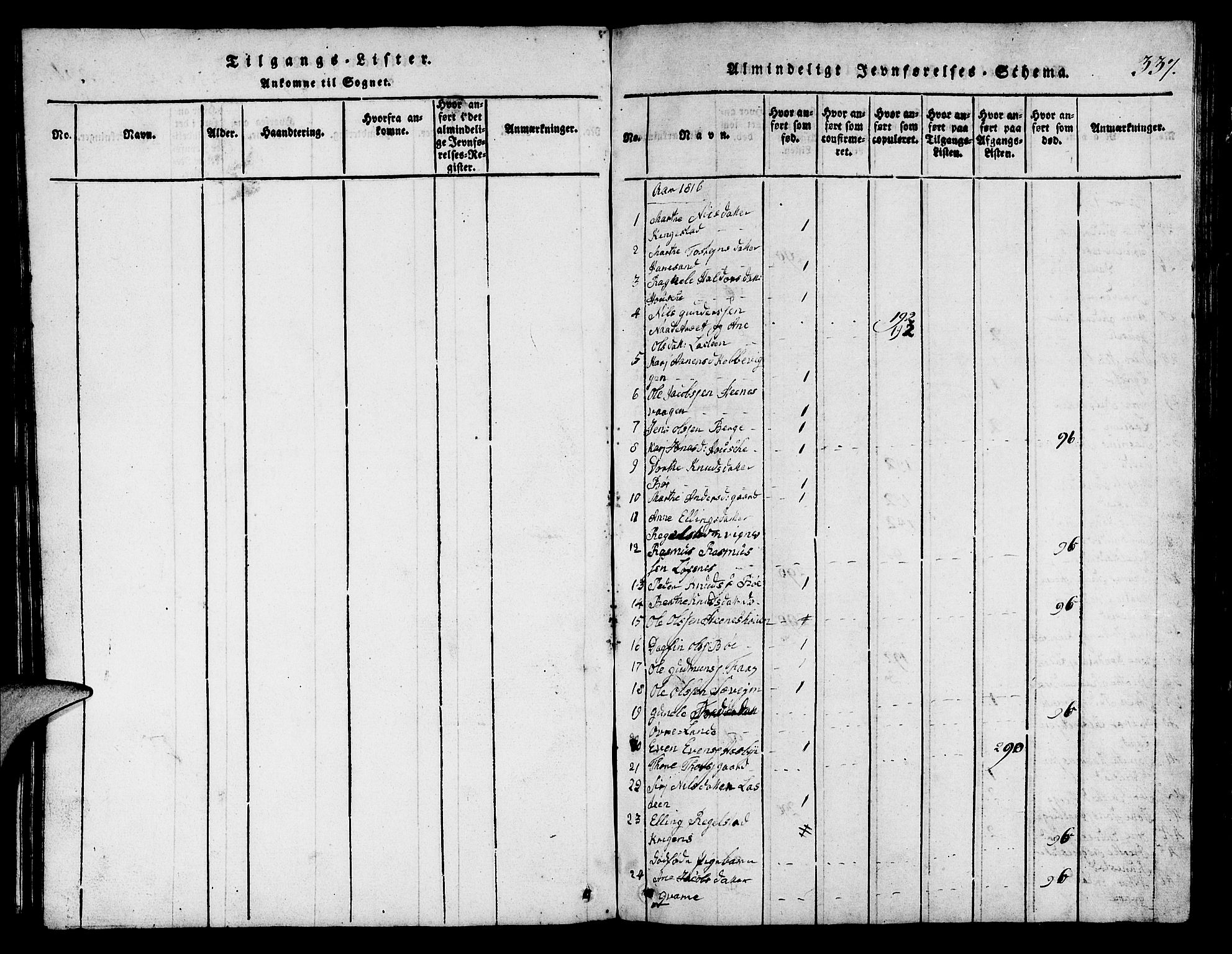 Finnøy sokneprestkontor, SAST/A-101825/H/Ha/Hab/L0001: Parish register (copy) no. B 1, 1816-1856, p. 337