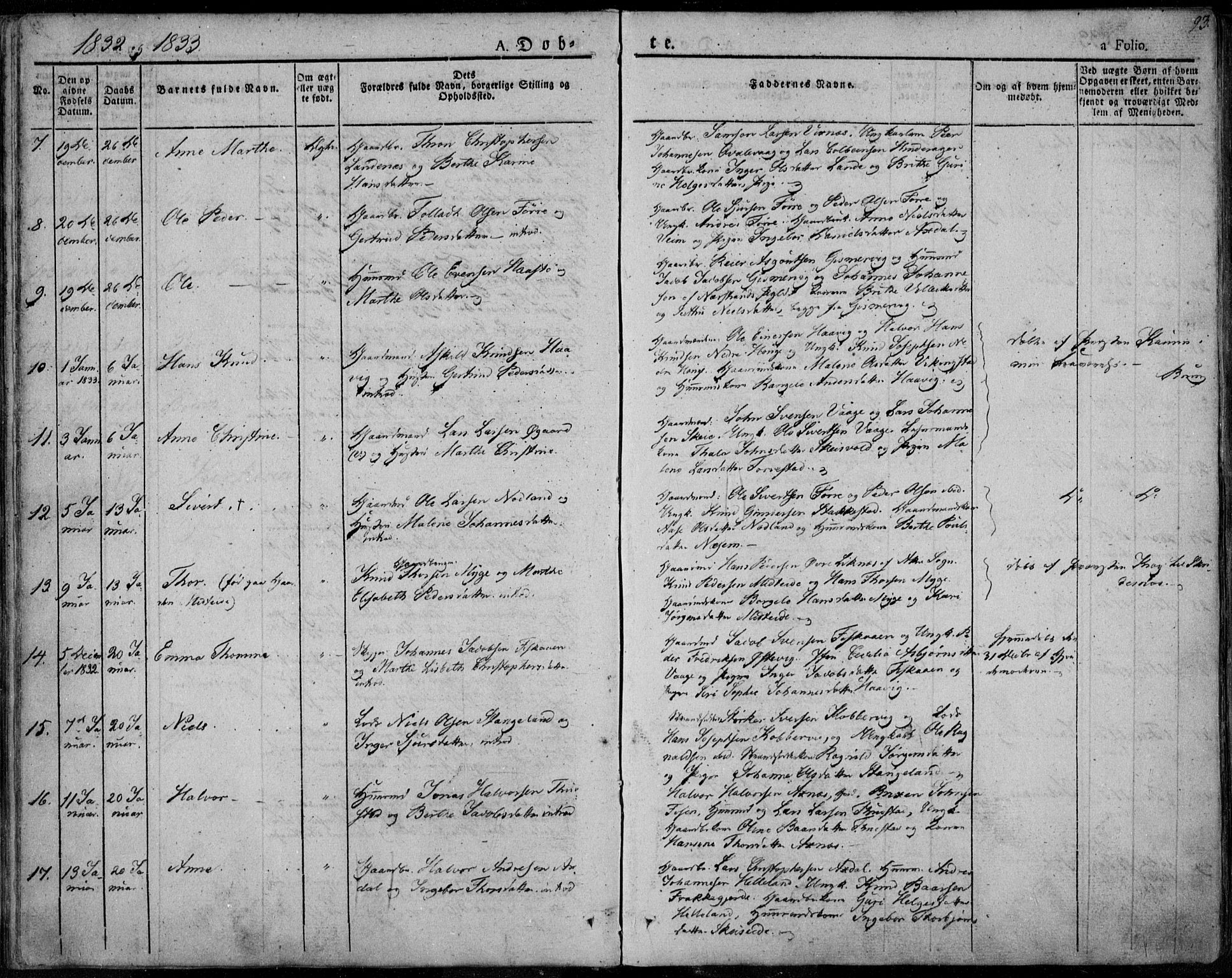 Avaldsnes sokneprestkontor, SAST/A -101851/H/Ha/Haa/L0005: Parish register (official) no. A 5.1, 1825-1841, p. 93
