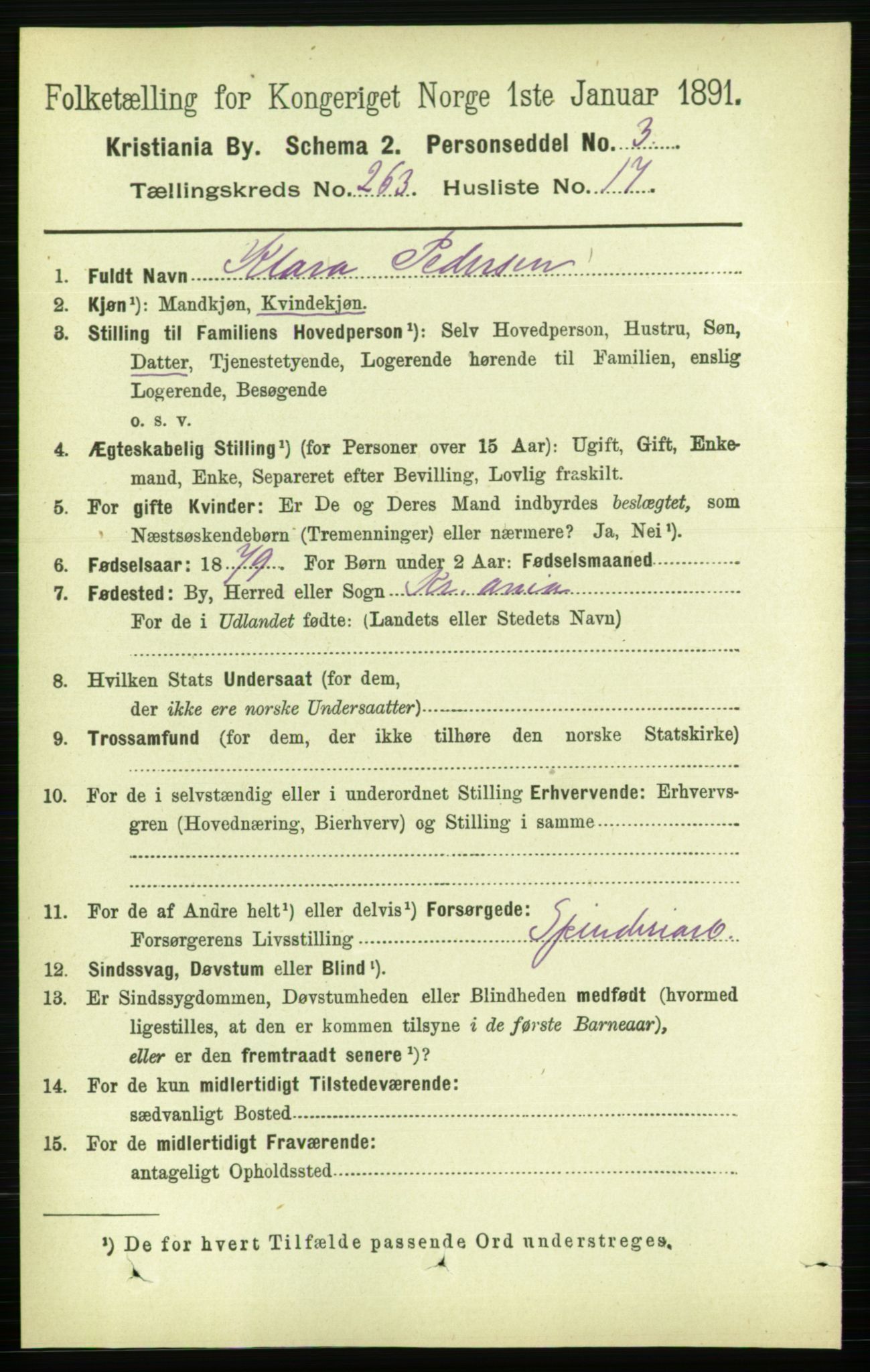 RA, 1891 census for 0301 Kristiania, 1891, p. 159908