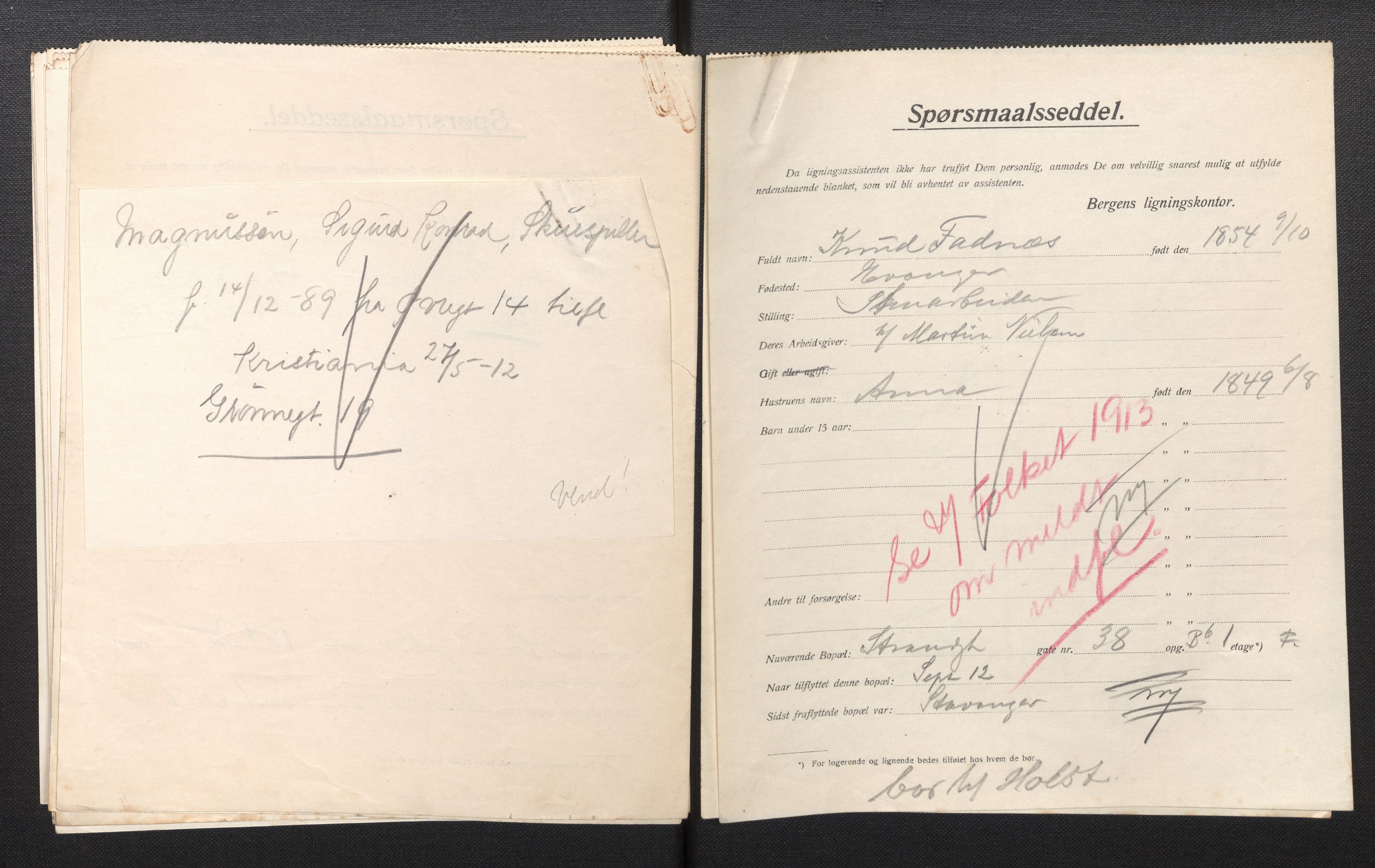 SAB, Municipal Census 1913 for Bergen, 1913, p. 60