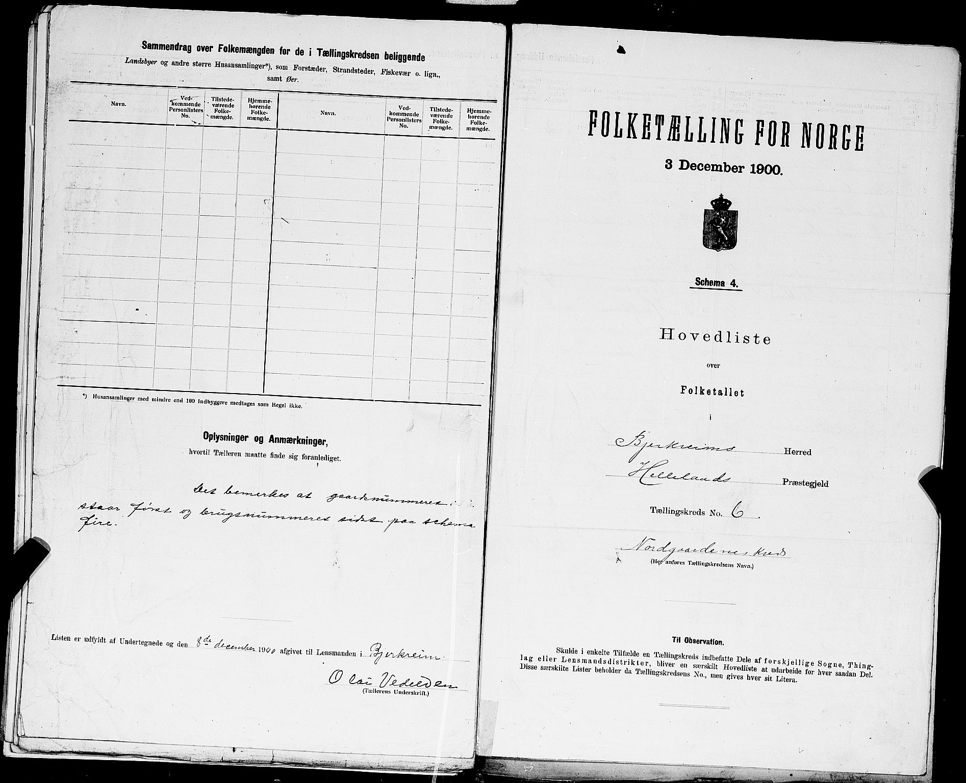 SAST, 1900 census for Bjerkreim, 1900, p. 20