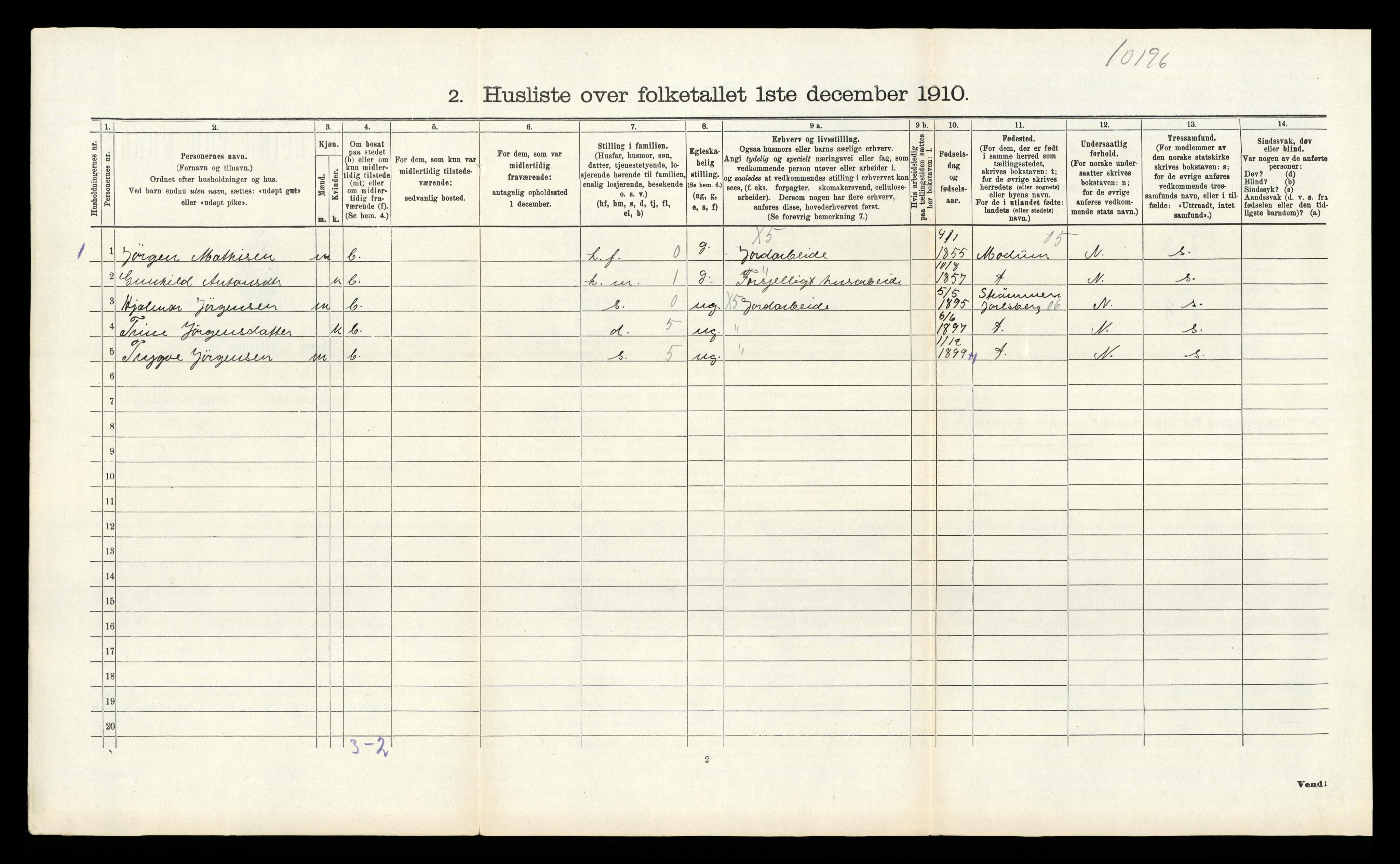 RA, 1910 census for Sande, 1910, p. 918