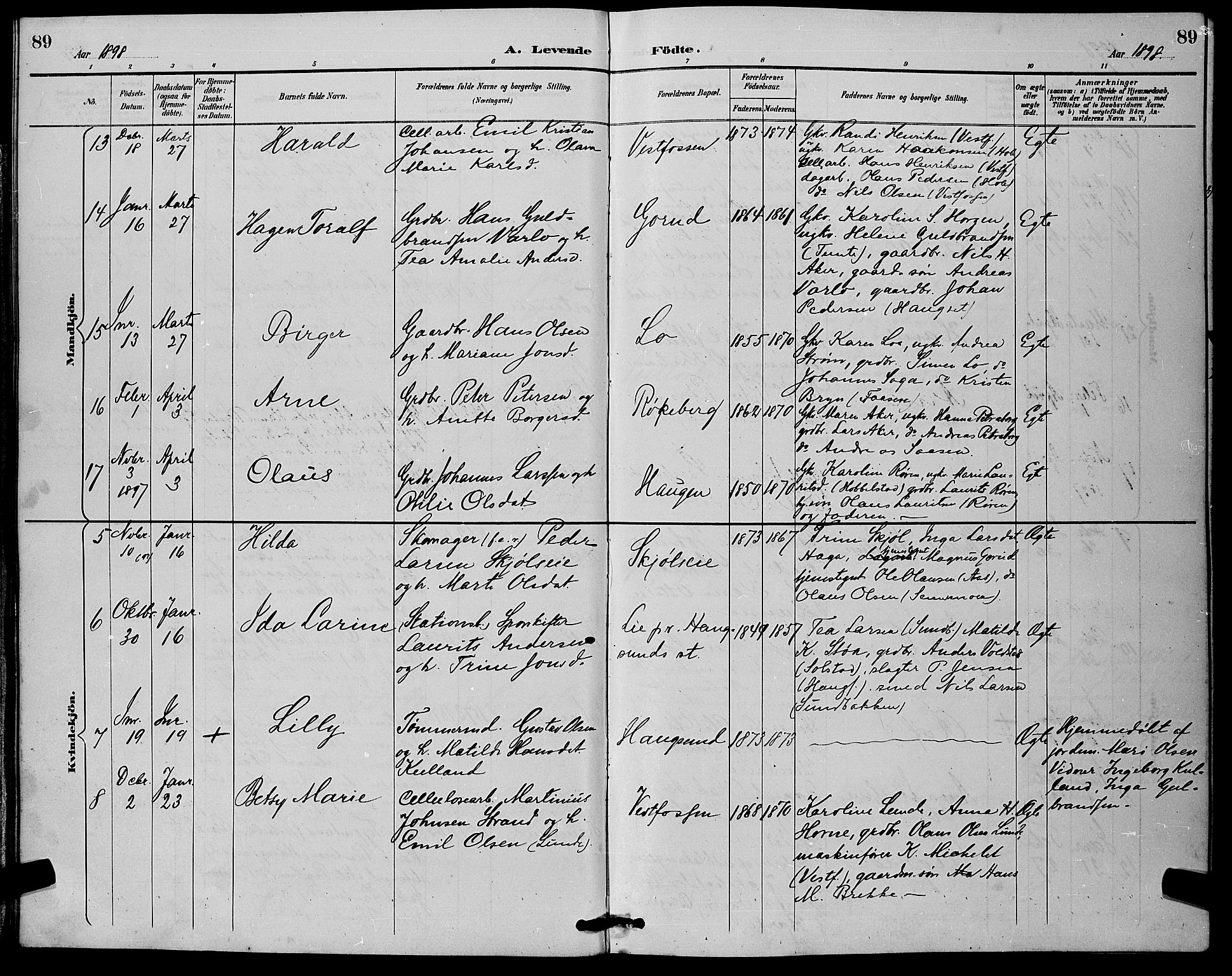 Eiker kirkebøker, AV/SAKO-A-4/G/Ga/L0007: Parish register (copy) no. I 7, 1893-1902, p. 89