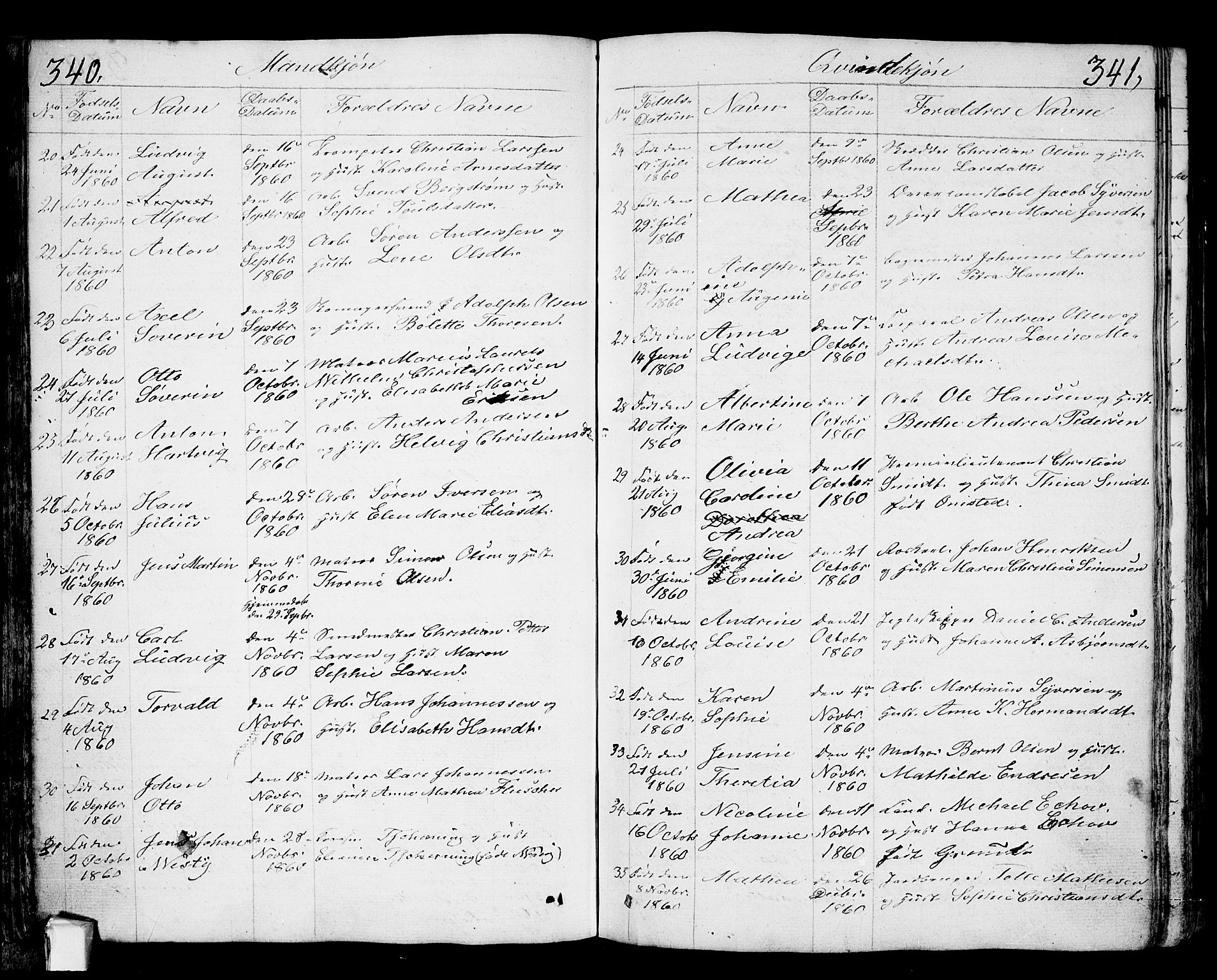 Fredrikstad prestekontor Kirkebøker, AV/SAO-A-11082/G/Ga/L0001: Parish register (copy) no. 1, 1824-1879, p. 340-341