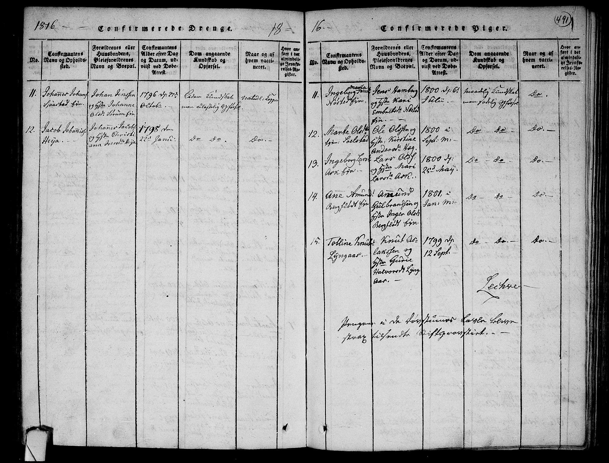 Lier kirkebøker, AV/SAKO-A-230/F/Fa/L0008: Parish register (official) no. I 8, 1813-1825, p. 490-491