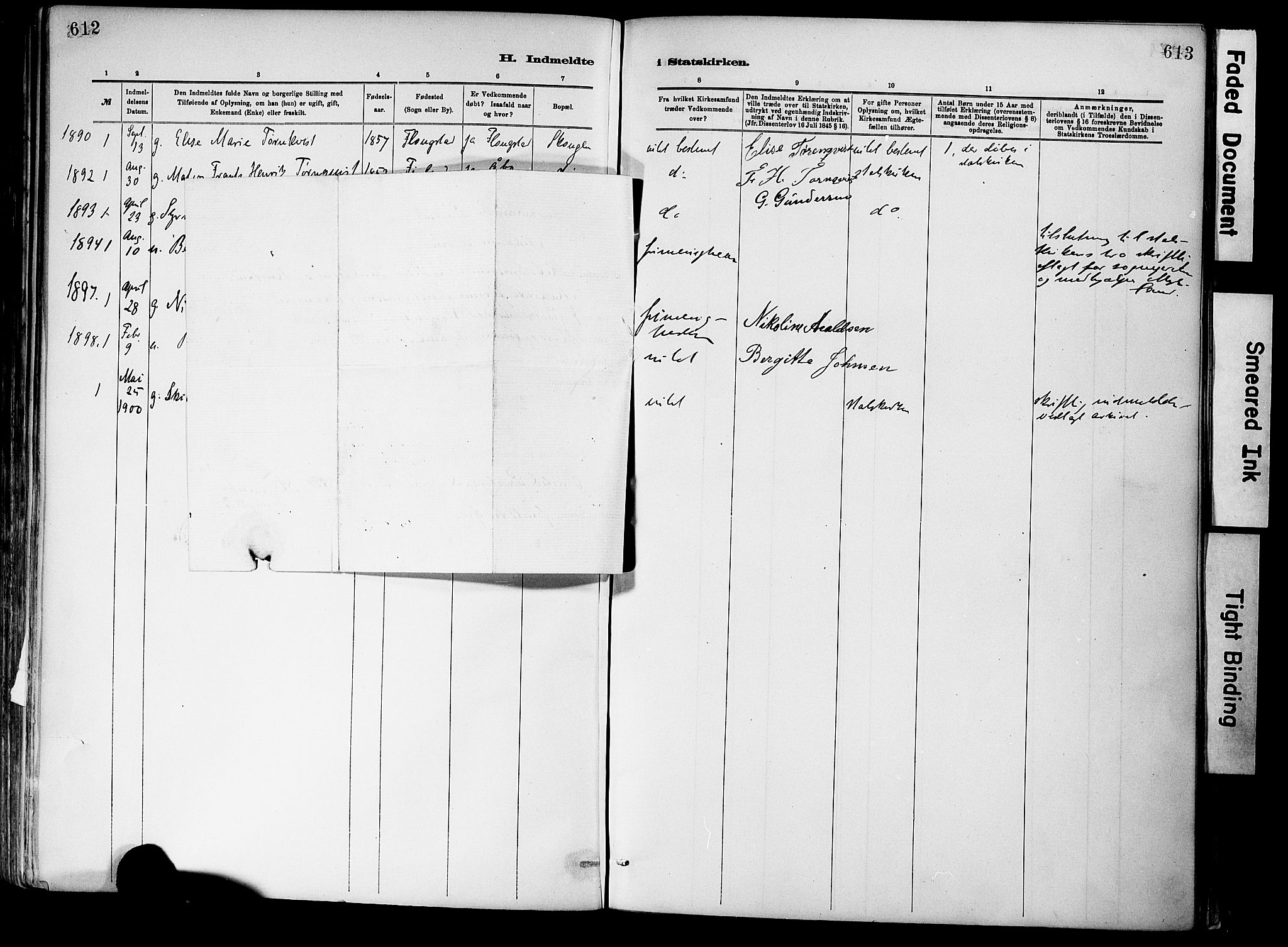 Dypvåg sokneprestkontor, AV/SAK-1111-0007/F/Fa/Fab/L0001: Parish register (official) no. A 1, 1885-1912, p. 614-615