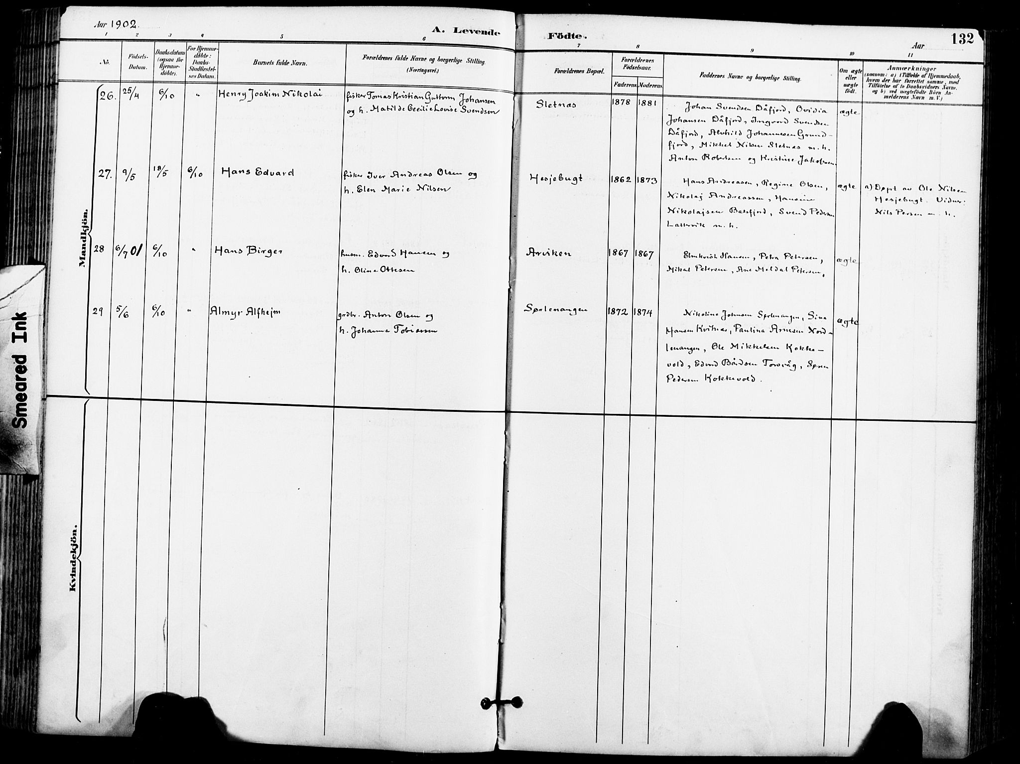 Karlsøy sokneprestembete, AV/SATØ-S-1299/H/Ha/Haa/L0007kirke: Parish register (official) no. 7, 1891-1902, p. 132