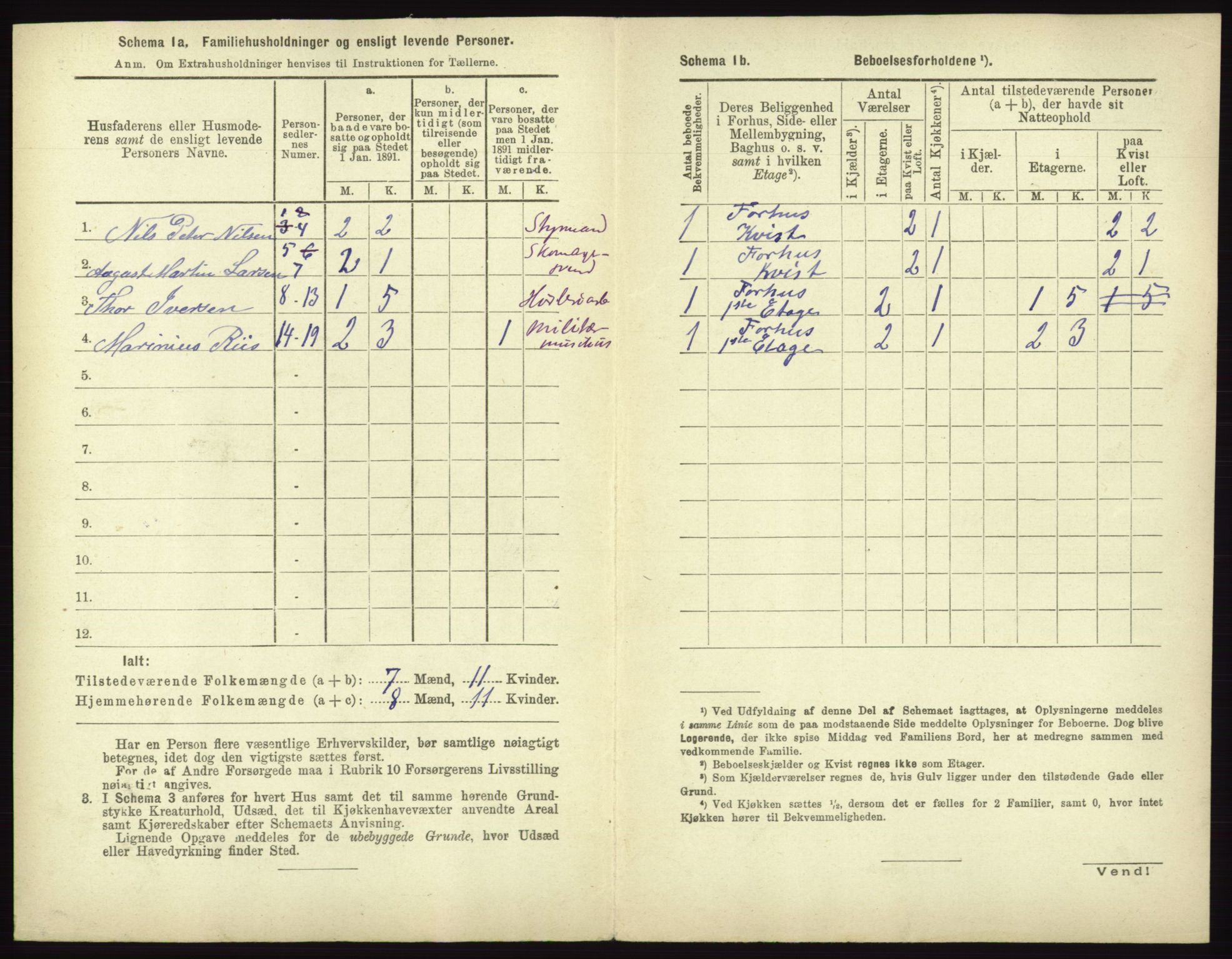 RA, 1891 census for 0101 Fredrikshald, 1891, p. 1525