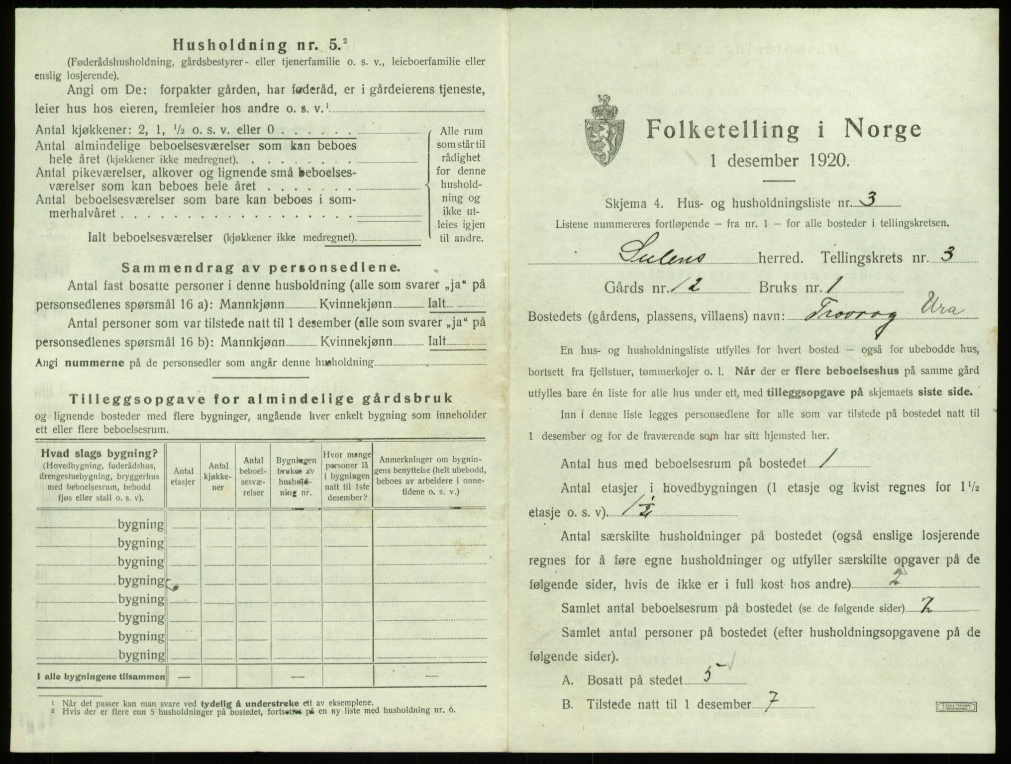 SAB, 1920 census for Solund, 1920, p. 199