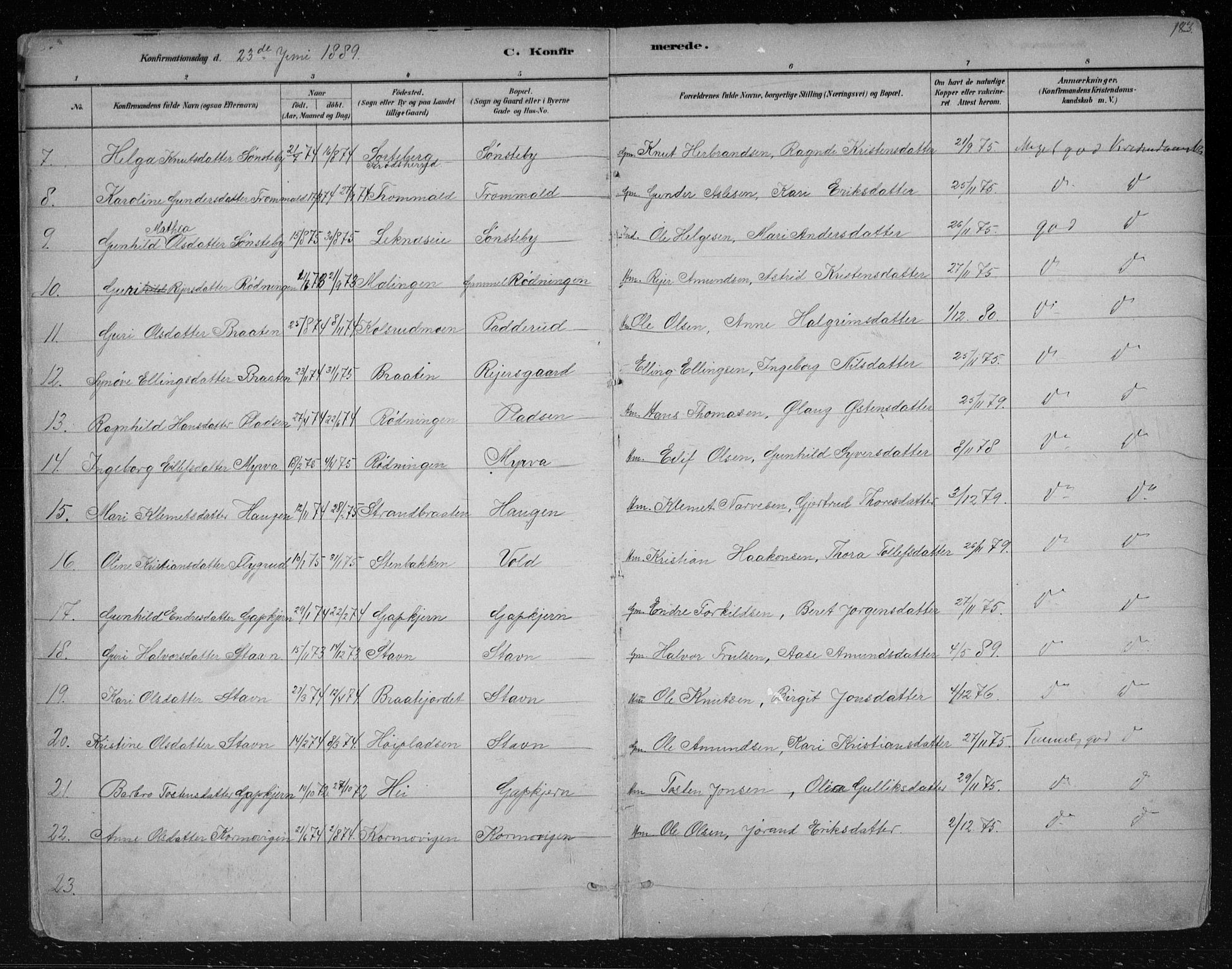 Nes kirkebøker, SAKO/A-236/F/Fa/L0012: Parish register (official) no. 12, 1881-1917, p. 183