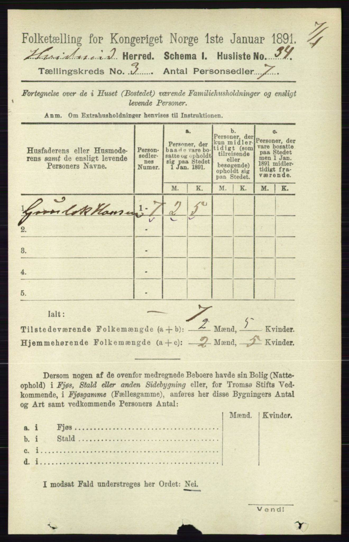 RA, 1891 census for 0829 Kviteseid, 1891, p. 497