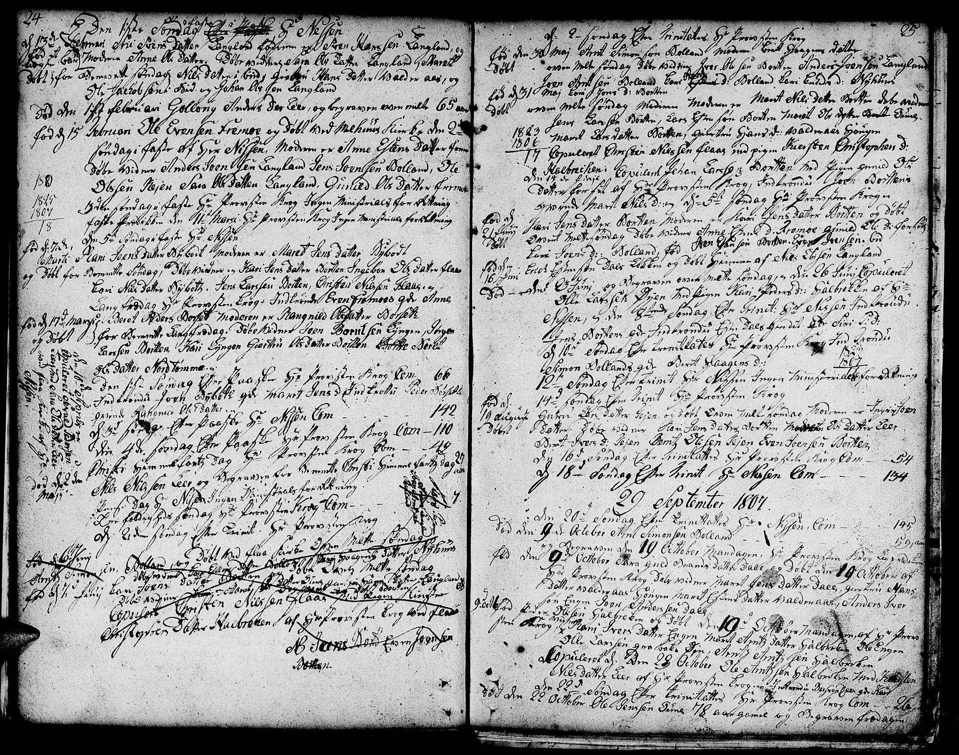 Ministerialprotokoller, klokkerbøker og fødselsregistre - Sør-Trøndelag, SAT/A-1456/693/L1120: Parish register (copy) no. 693C01, 1799-1816, p. 24-25