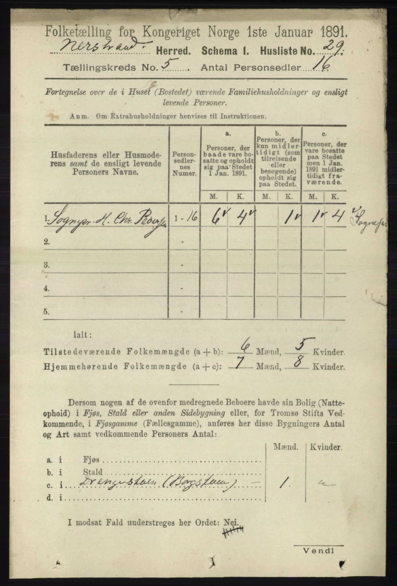 RA, 1891 census for 1139 Nedstrand, 1891, p. 791