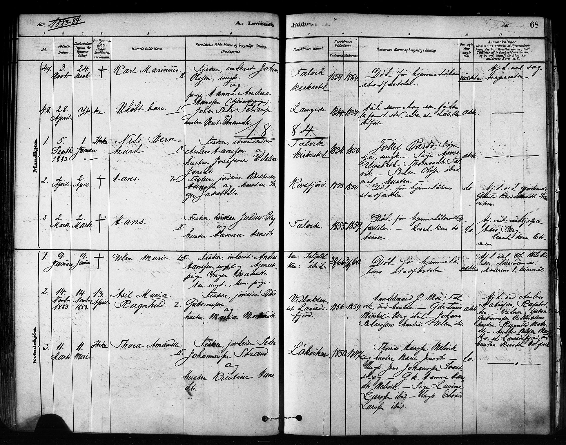 Talvik sokneprestkontor, SATØ/S-1337/H/Ha/L0012kirke: Parish register (official) no. 12, 1878-1886, p. 68