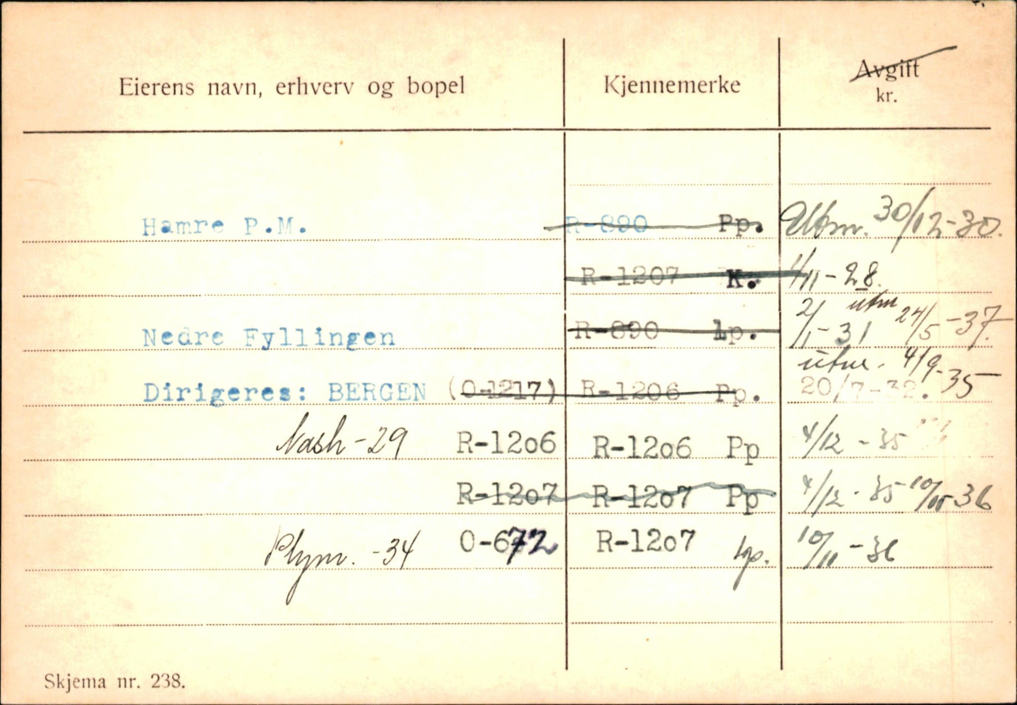 Statens vegvesen, Hordaland vegkontor, SAB/A-5201/2/Ha/L0018: R-eierkort H, 1920-1971, p. 682