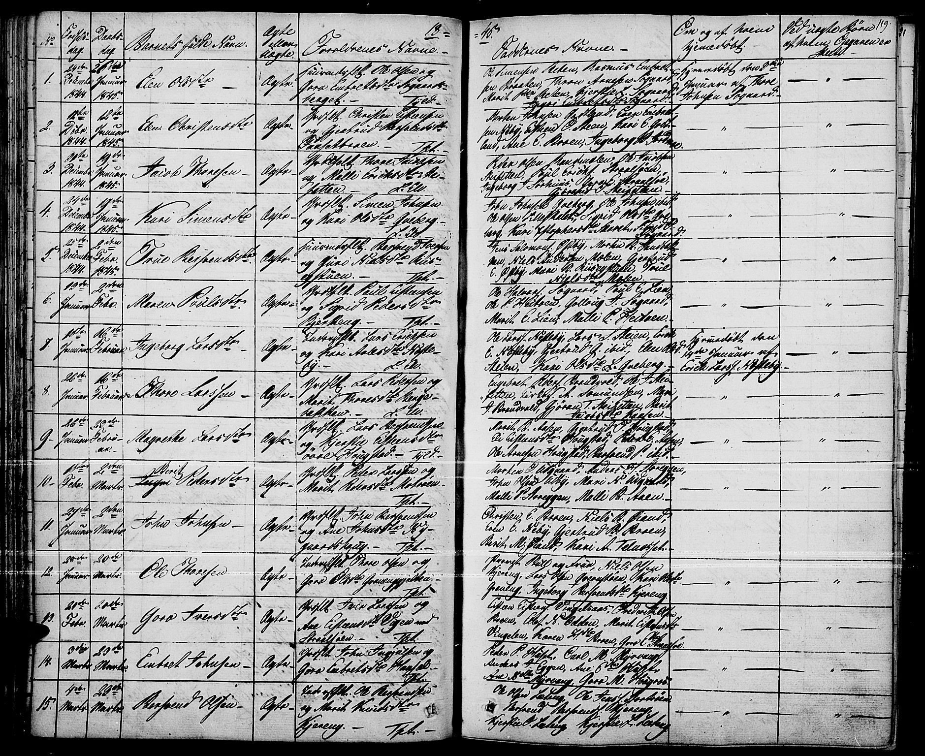 Tynset prestekontor, SAH/PREST-058/H/Ha/Haa/L0019: Parish register (official) no. 19, 1829-1847, p. 119