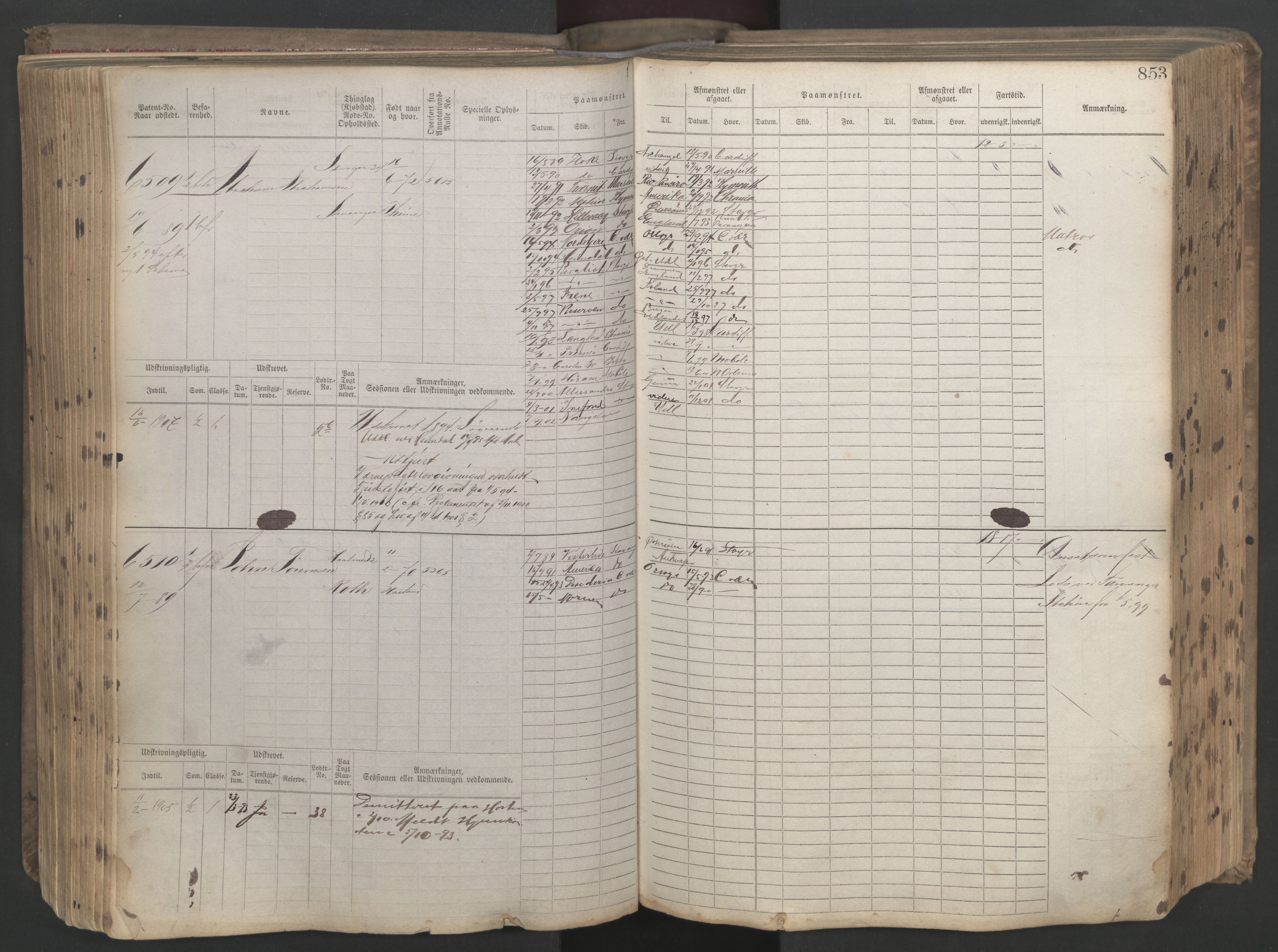 Stavanger sjømannskontor, AV/SAST-A-102006/F/Fb/Fbb/L0021: Sjøfartshovedrulle patnentnr. 6005-7204 (dublett), 1887, p. 257