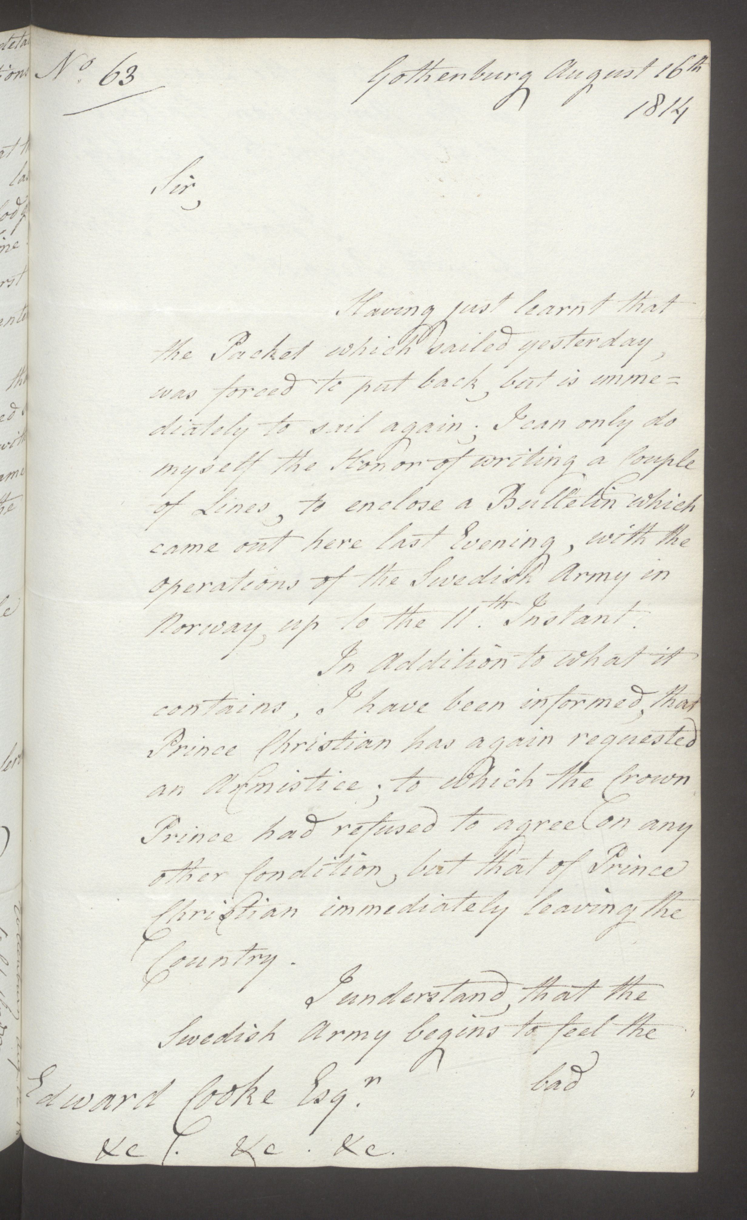 Foreign Office*, UKA/-/FO 38/16: Sir C. Gordon. Reports from Malmö, Jonkoping, and Helsingborg, 1814, p. 83