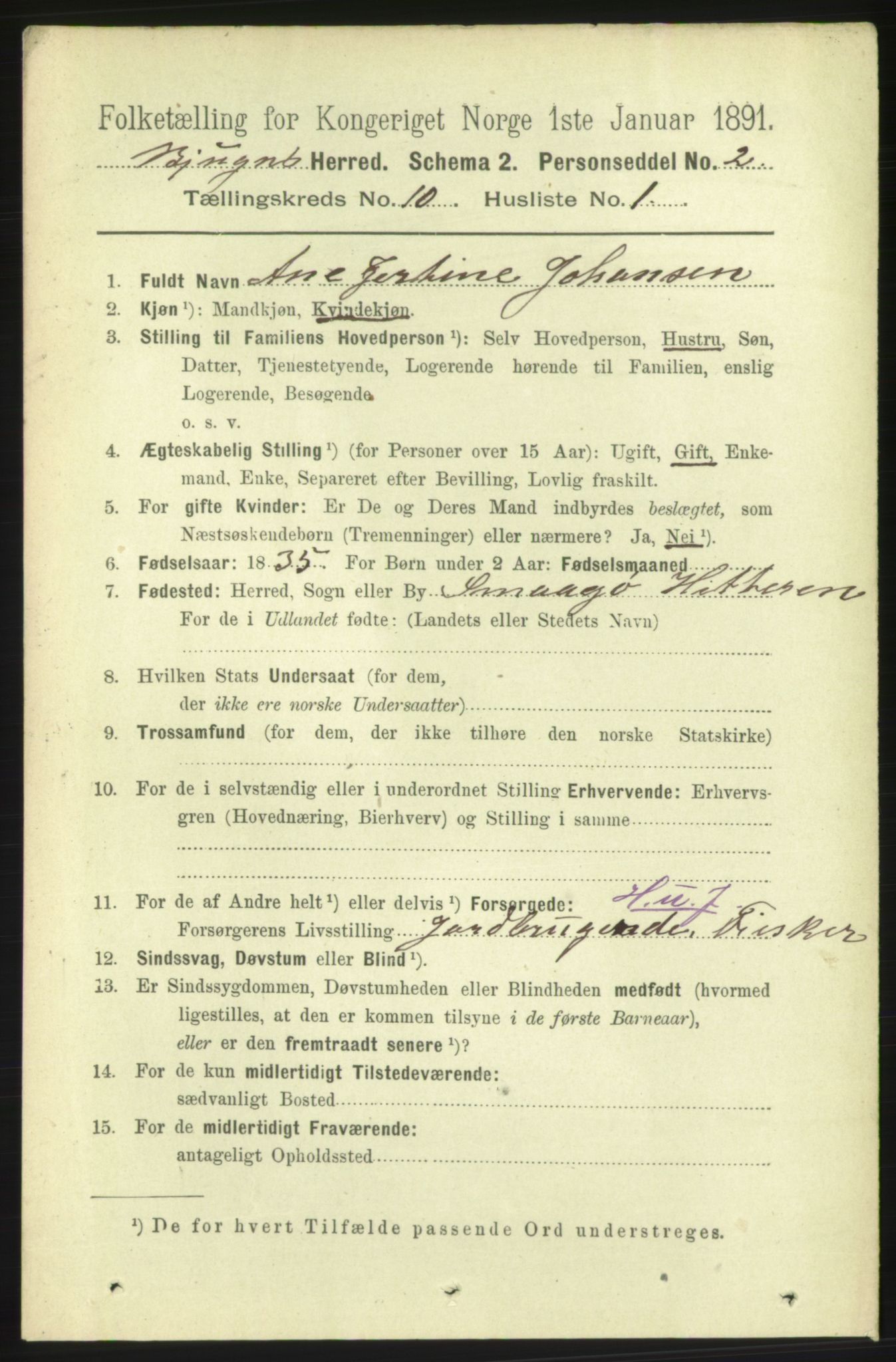 RA, 1891 census for 1627 Bjugn, 1891, p. 2713