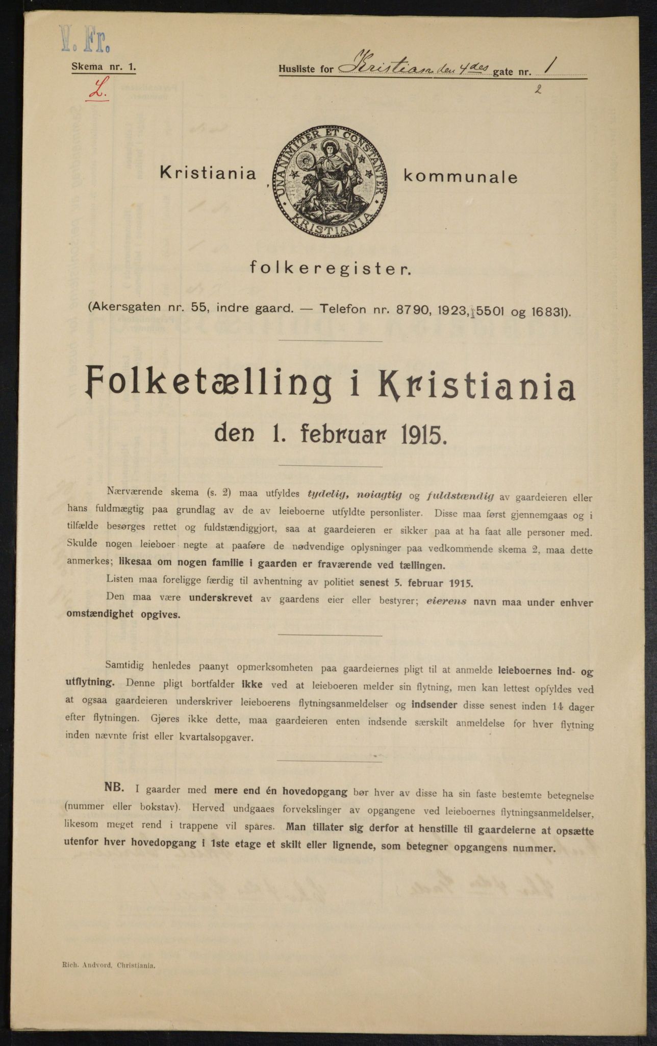 OBA, Municipal Census 1915 for Kristiania, 1915, p. 53649