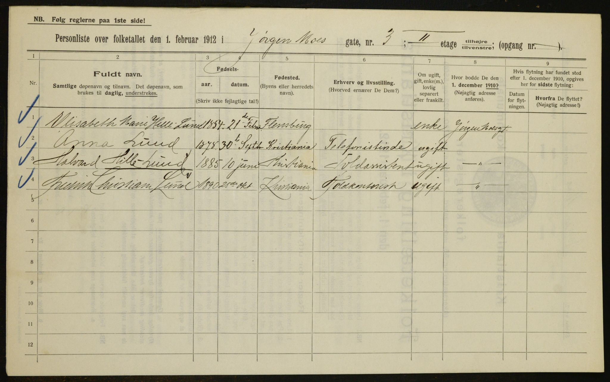 OBA, Municipal Census 1912 for Kristiania, 1912, p. 48048