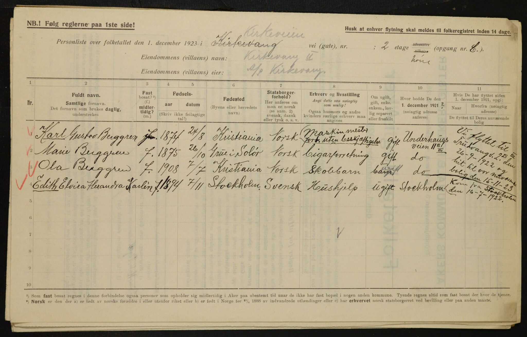 , Municipal Census 1923 for Aker, 1923, p. 12908