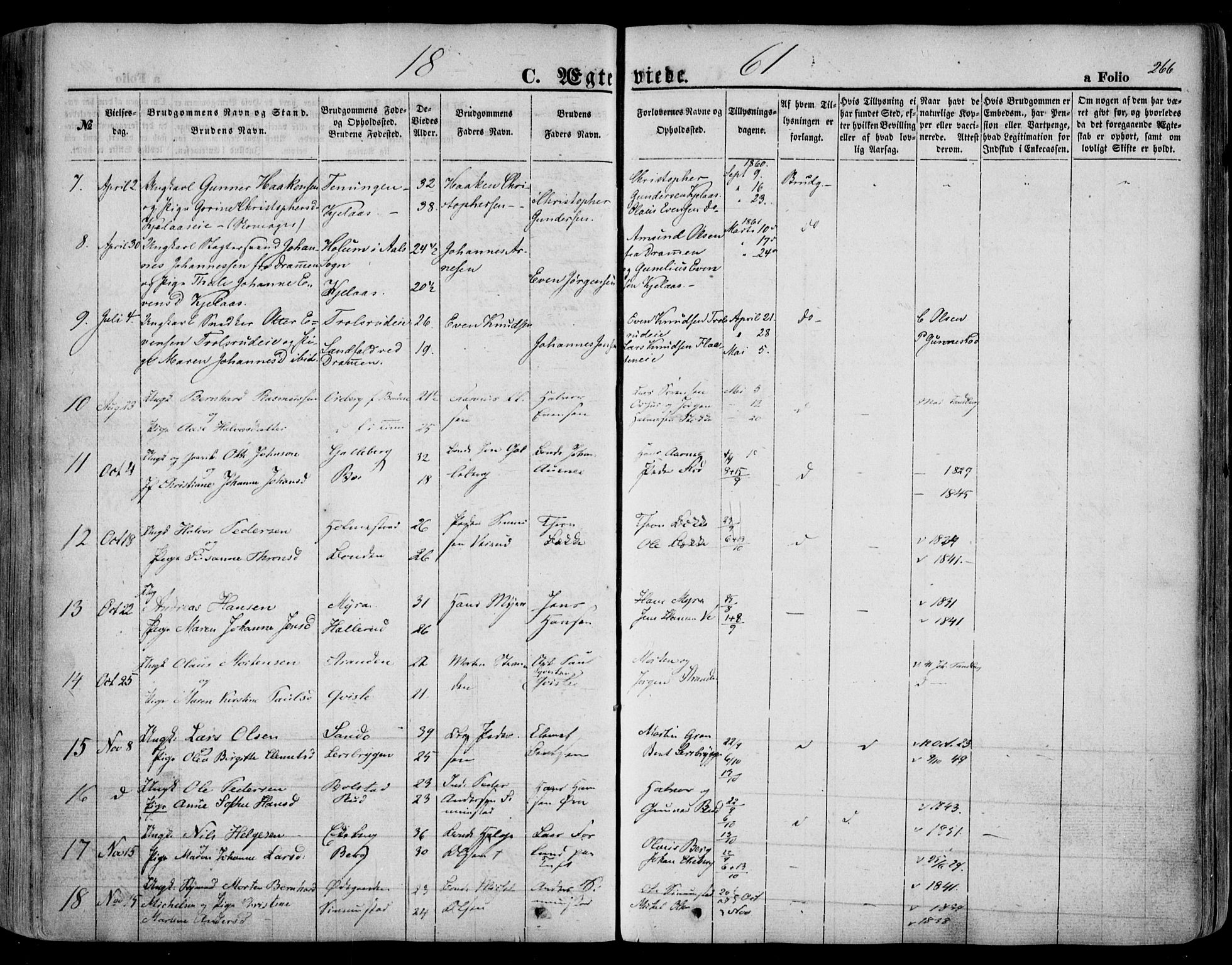 Sande Kirkebøker, SAKO/A-53/F/Fa/L0004: Parish register (official) no. 4, 1847-1864, p. 266