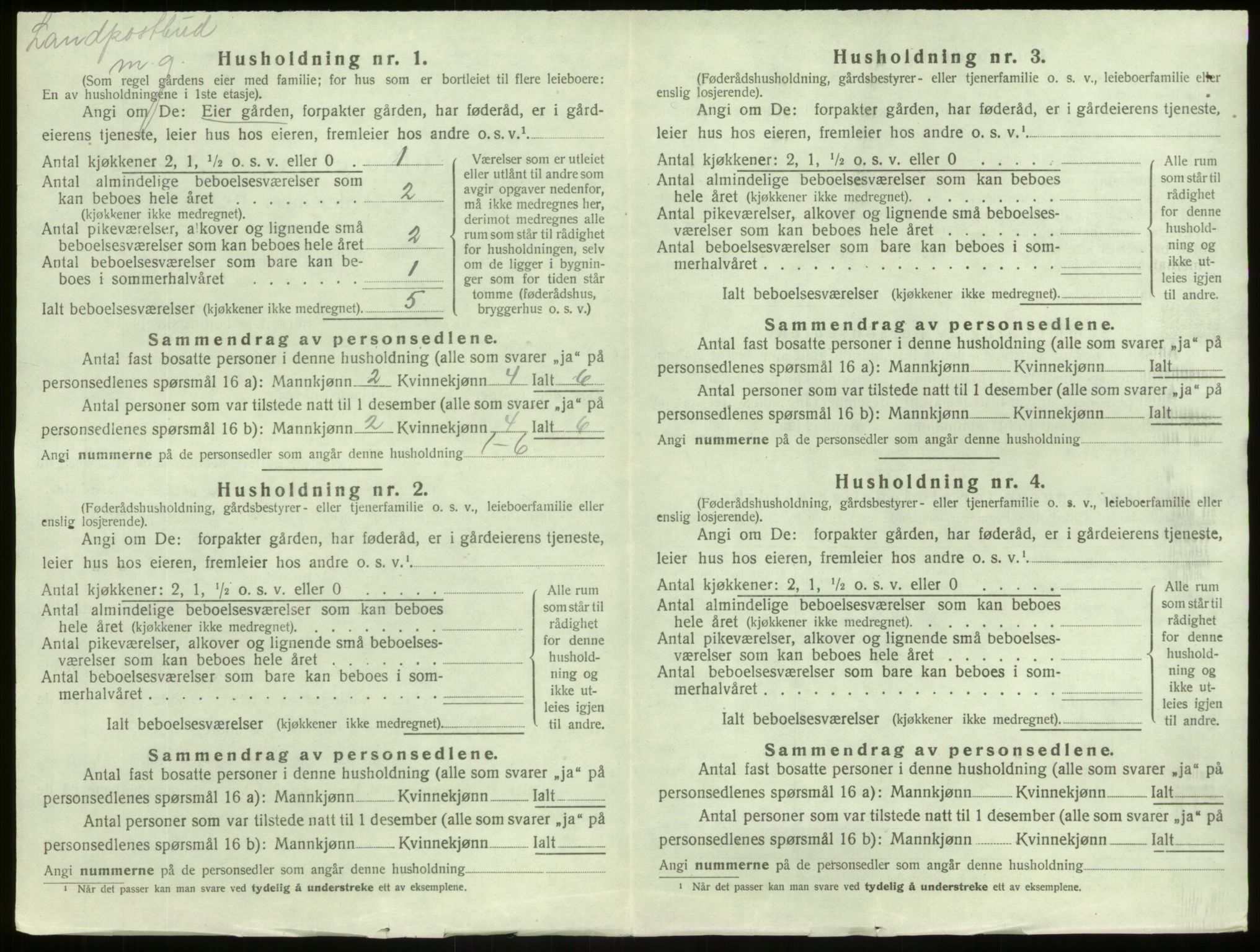 SAB, 1920 census for Lærdal, 1920, p. 42