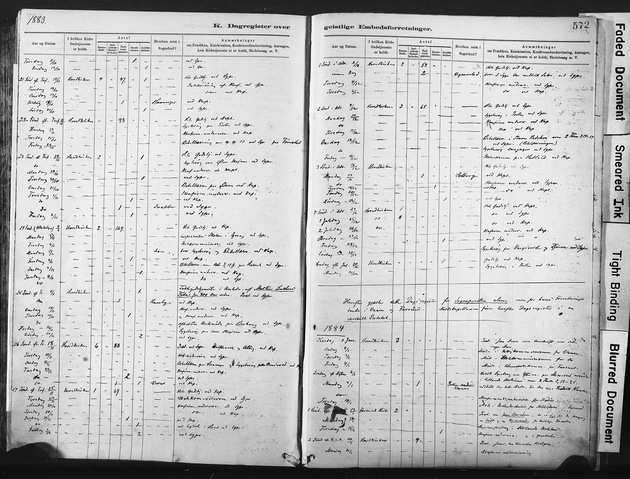 Lista sokneprestkontor, AV/SAK-1111-0027/F/Fa/L0012: Parish register (official) no. A 12, 1879-1903, p. 572