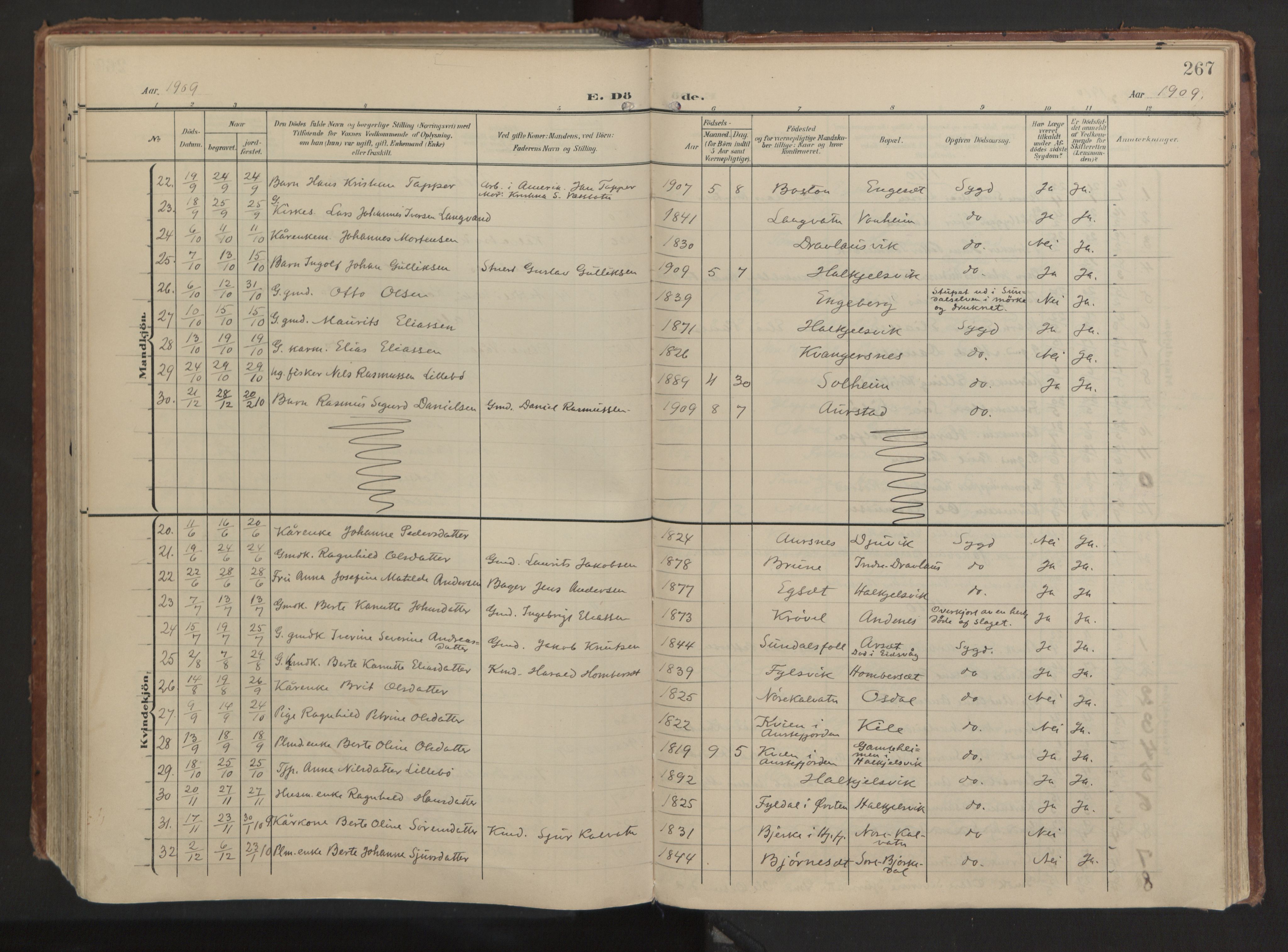 Ministerialprotokoller, klokkerbøker og fødselsregistre - Møre og Romsdal, AV/SAT-A-1454/511/L0144: Parish register (official) no. 511A11, 1906-1923, p. 267