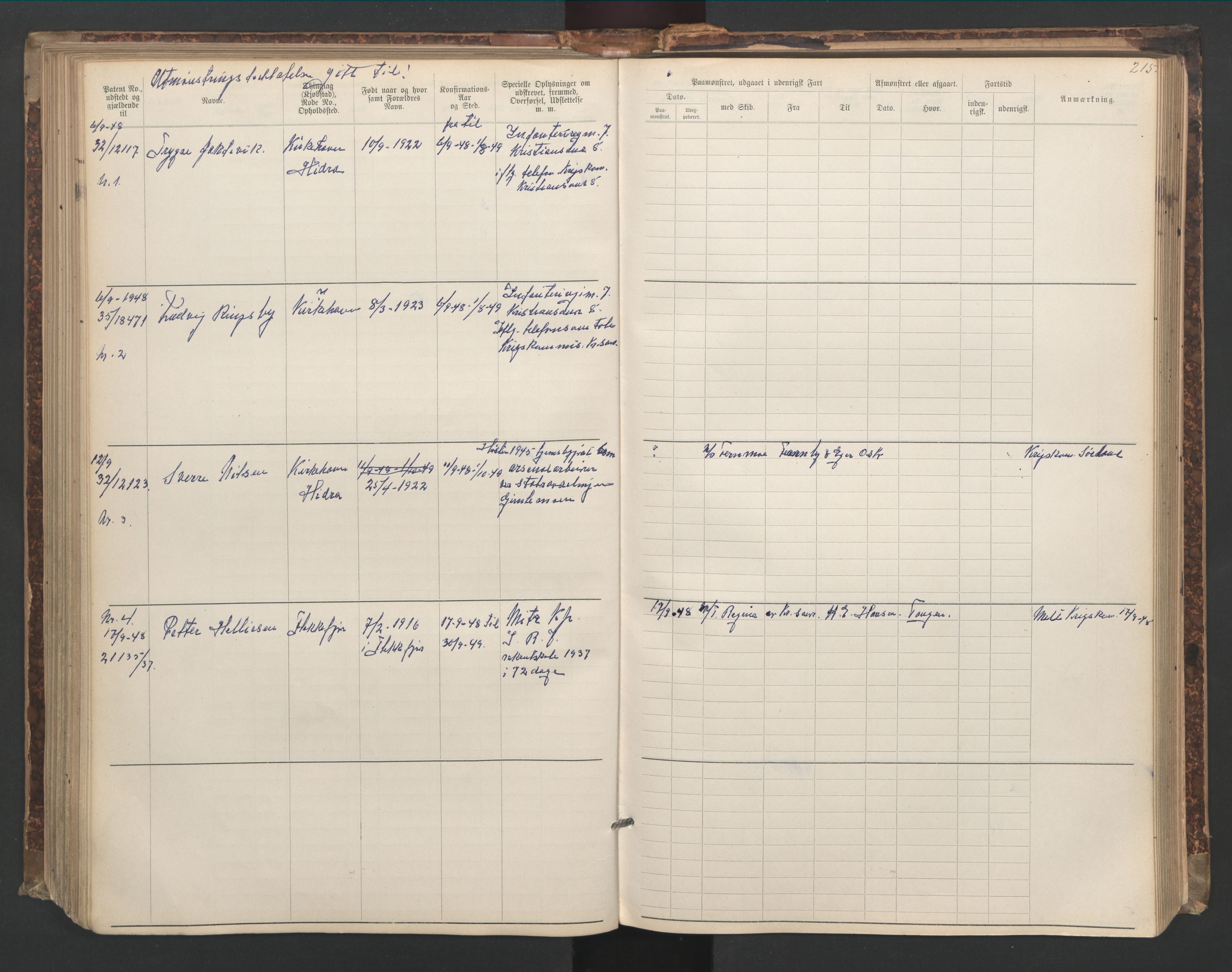 Flekkefjord mønstringskrets, AV/SAK-2031-0018/F/Fa/L0006: Annotasjonsrulle nr 1916-2964 med register, Æ-3, 1891-1948, p. 245