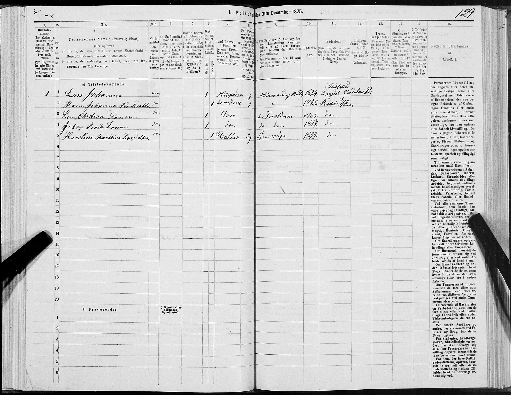 SAT, 1875 census for 1836P Rødøy, 1875, p. 2129