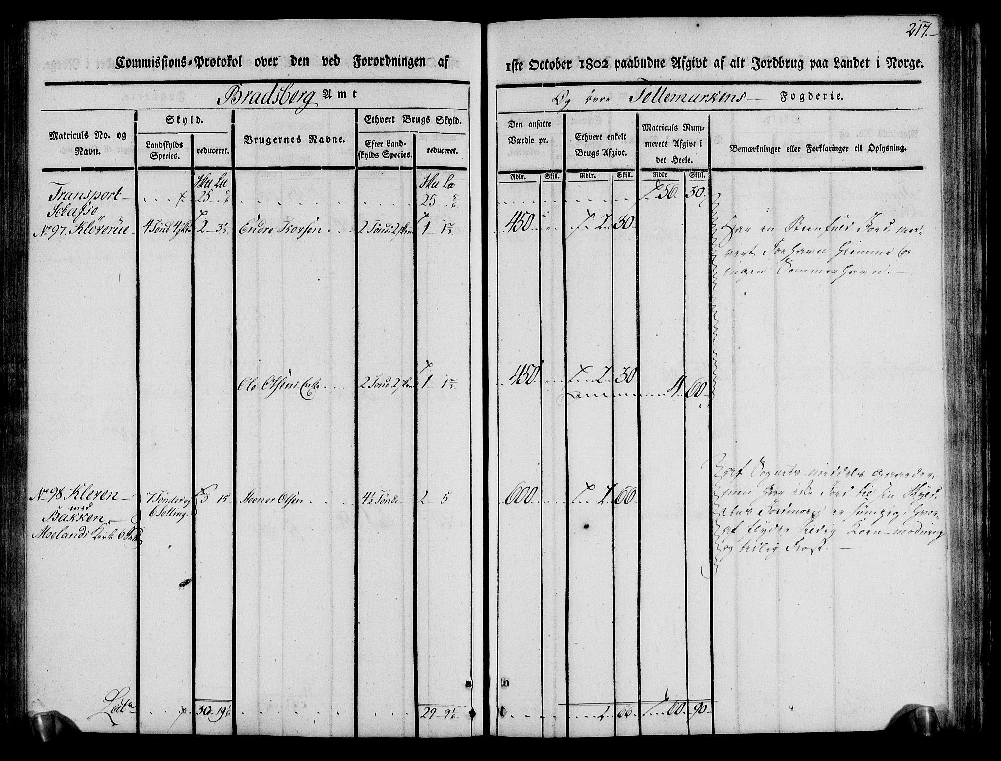 Rentekammeret inntil 1814, Realistisk ordnet avdeling, AV/RA-EA-4070/N/Ne/Nea/L0075: Øvre Telemarken fogderi. Kommisjonsprotokoll for fogderiets vestre del - Kviteseid, Vinje, Moland [):Fyresdal] og Lårdal prestegjeld., 1803, p. 219