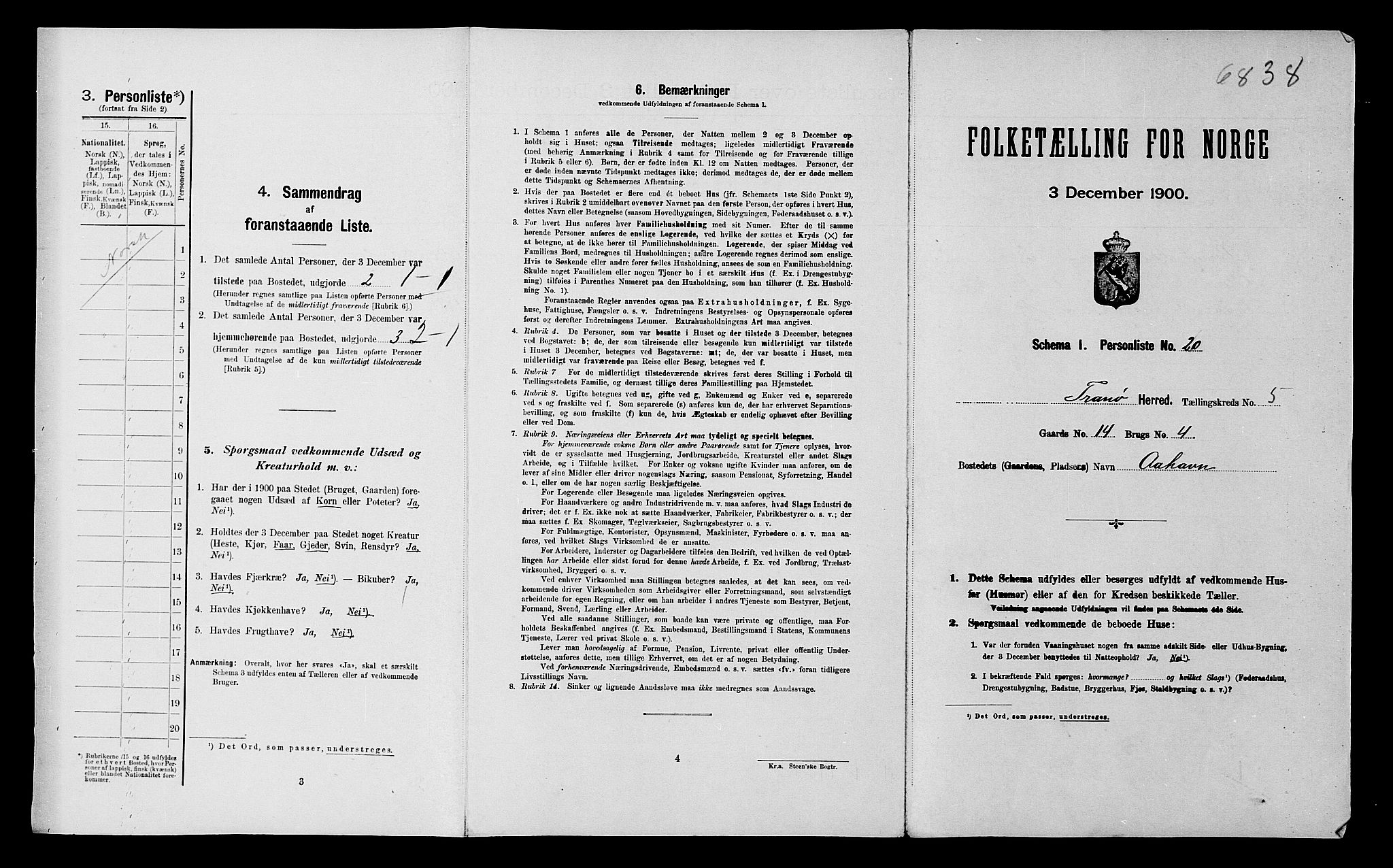 SATØ, 1900 census for Tranøy, 1900, p. 18